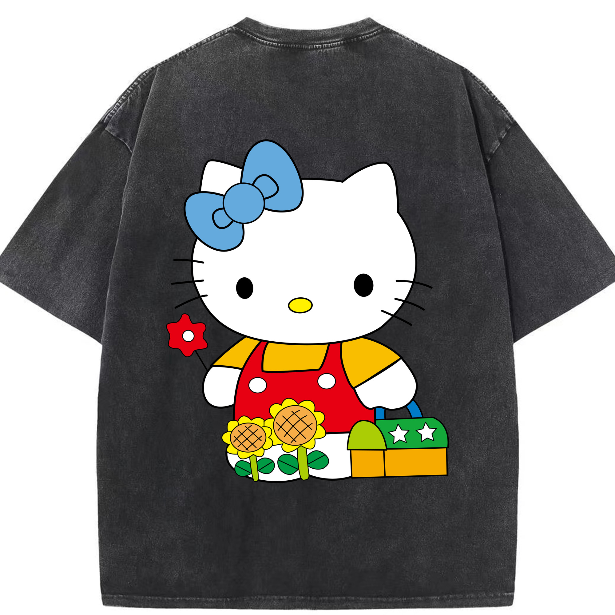 （画像用） Hello Kitty ハローキティ 綿100% ヴィンテージ風 半袖Tシャツ（背面プリント）