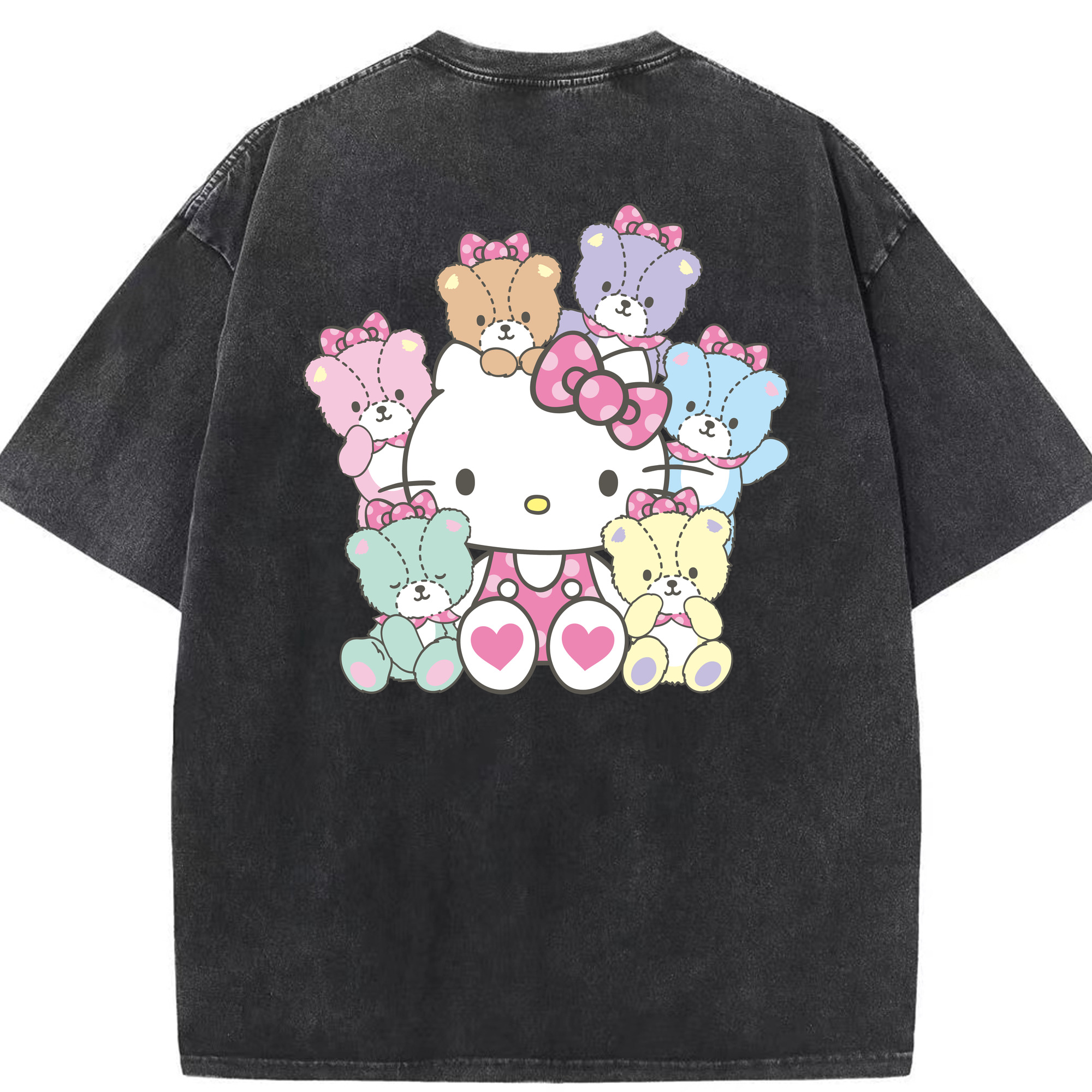 （画像用） Hello Kitty ハローキティ 綿100% ヴィンテージ風 半袖Tシャツ（背面プリント）