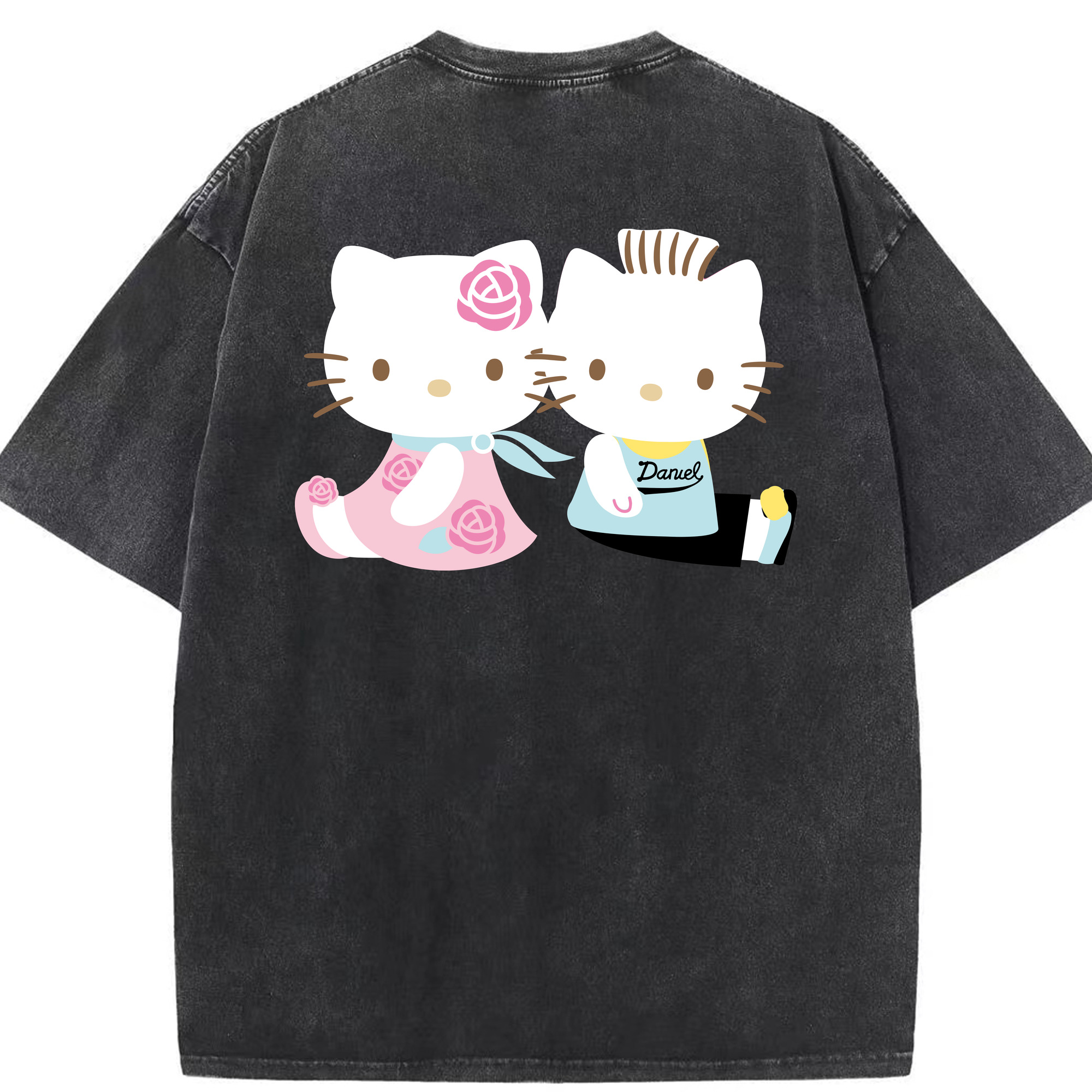 （画像用） Hello Kitty ハローキティ 綿100% ヴィンテージ風 半袖Tシャツ（背面プリント）