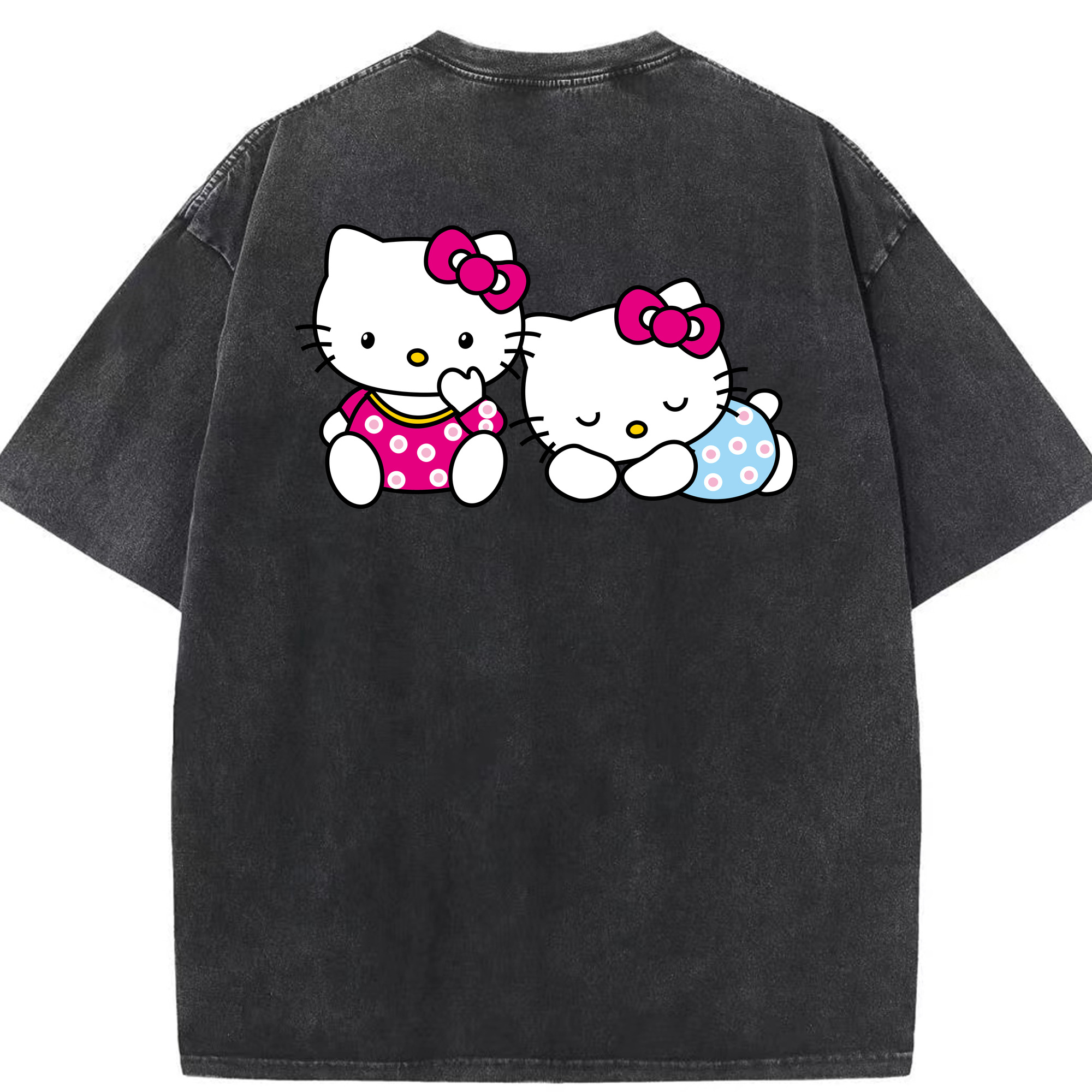 （画像用） Hello Kitty ハローキティ 綿100% ヴィンテージ風 半袖Tシャツ（背面プリント）