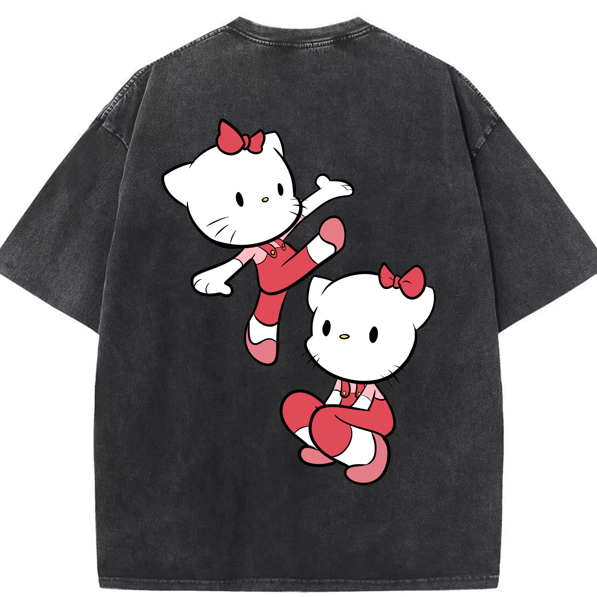 （画像用） Hello Kitty ハローキティ 綿100% ヴィンテージ風 半袖Tシャツ（背面プリント）