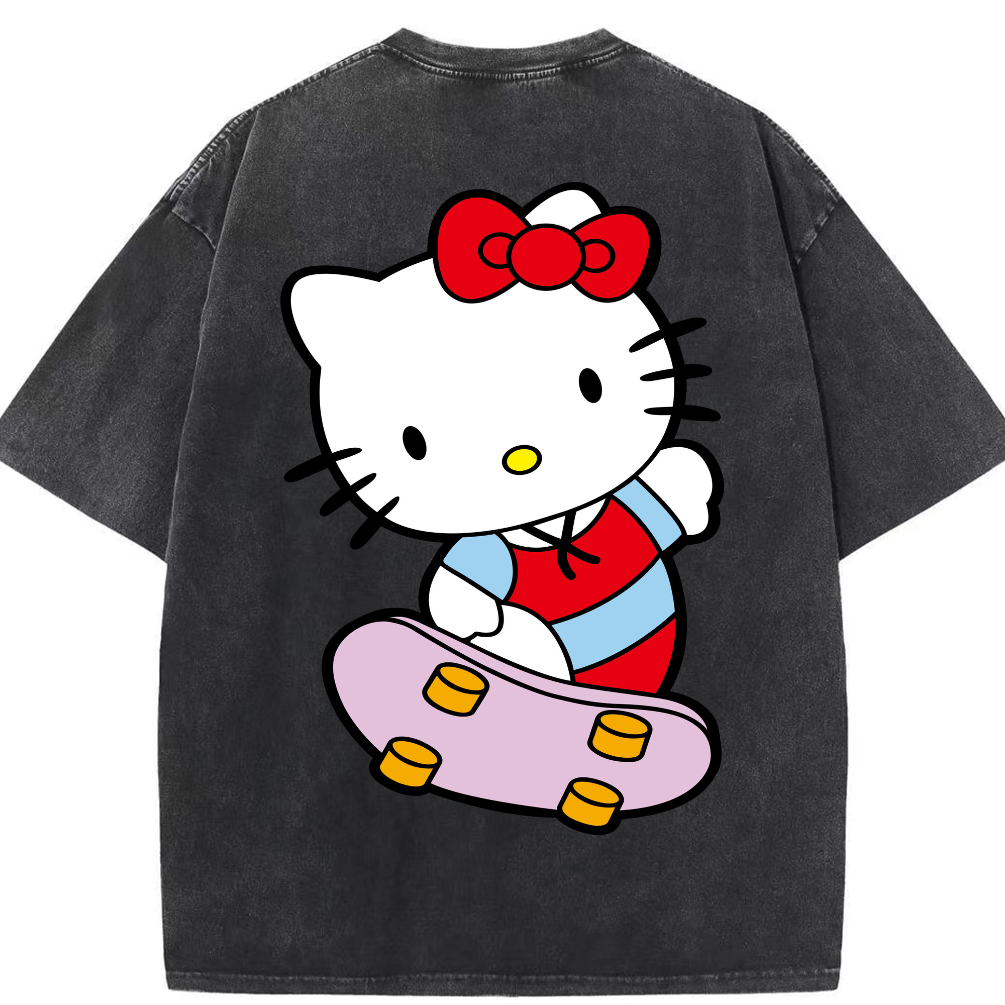 （画像用） Hello Kitty ハローキティ 綿100% ヴィンテージ風 半袖Tシャツ（背面プリント）