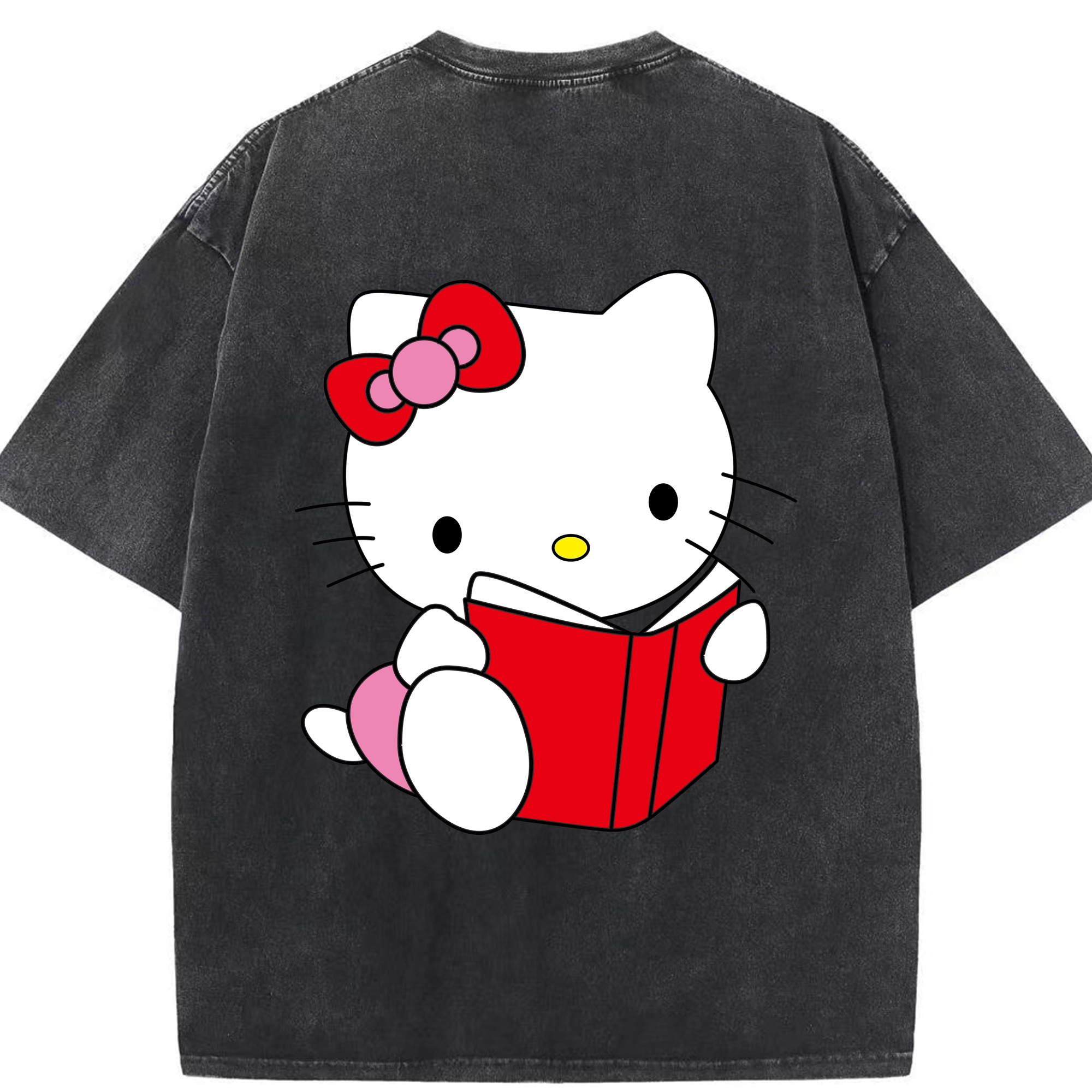 （画像用） Hello Kitty ハローキティ 綿100% ヴィンテージ風 半袖Tシャツ（背面プリント）