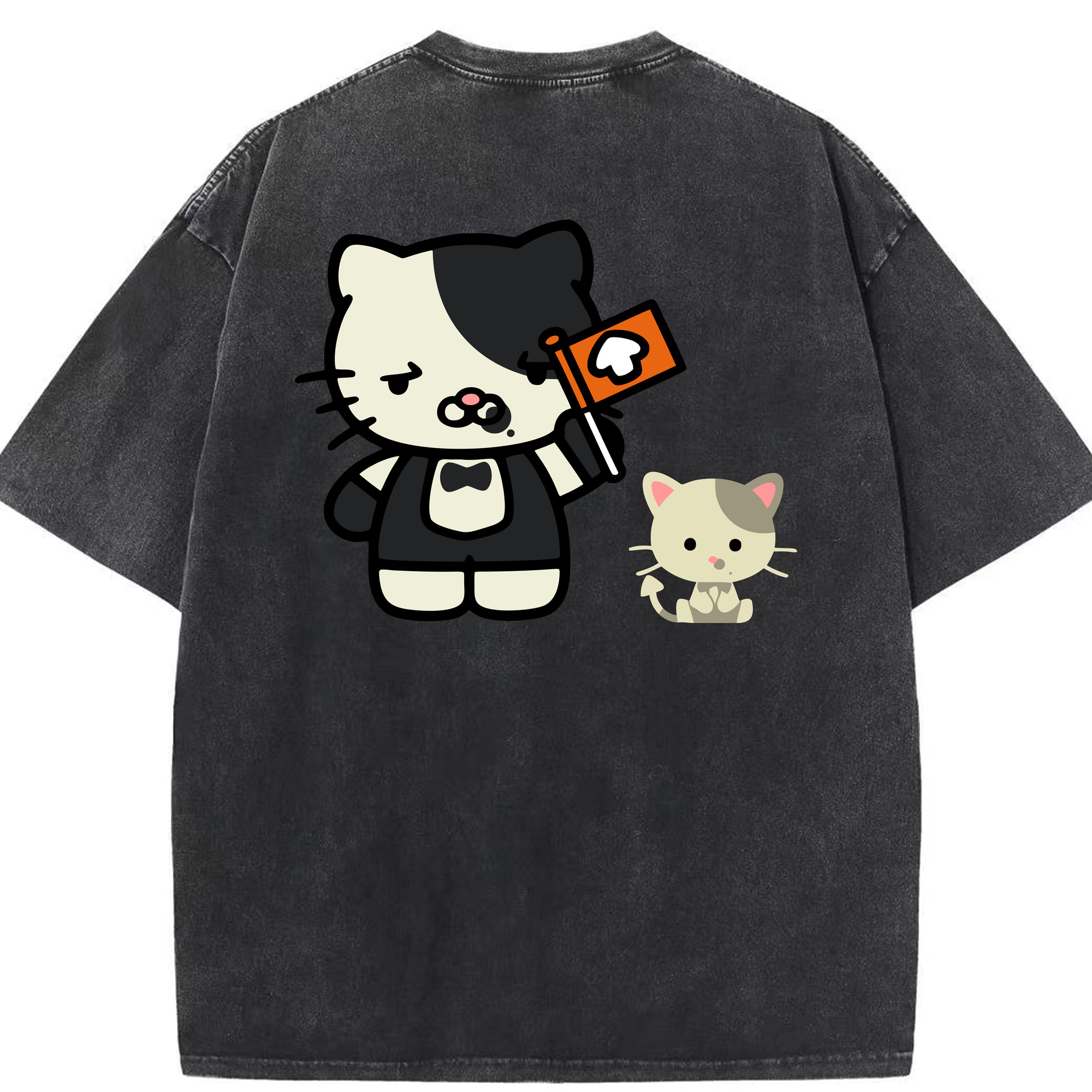 （画像用） Hello Kitty ハローキティ 綿100% ヴィンテージ風 半袖Tシャツ（背面プリント）