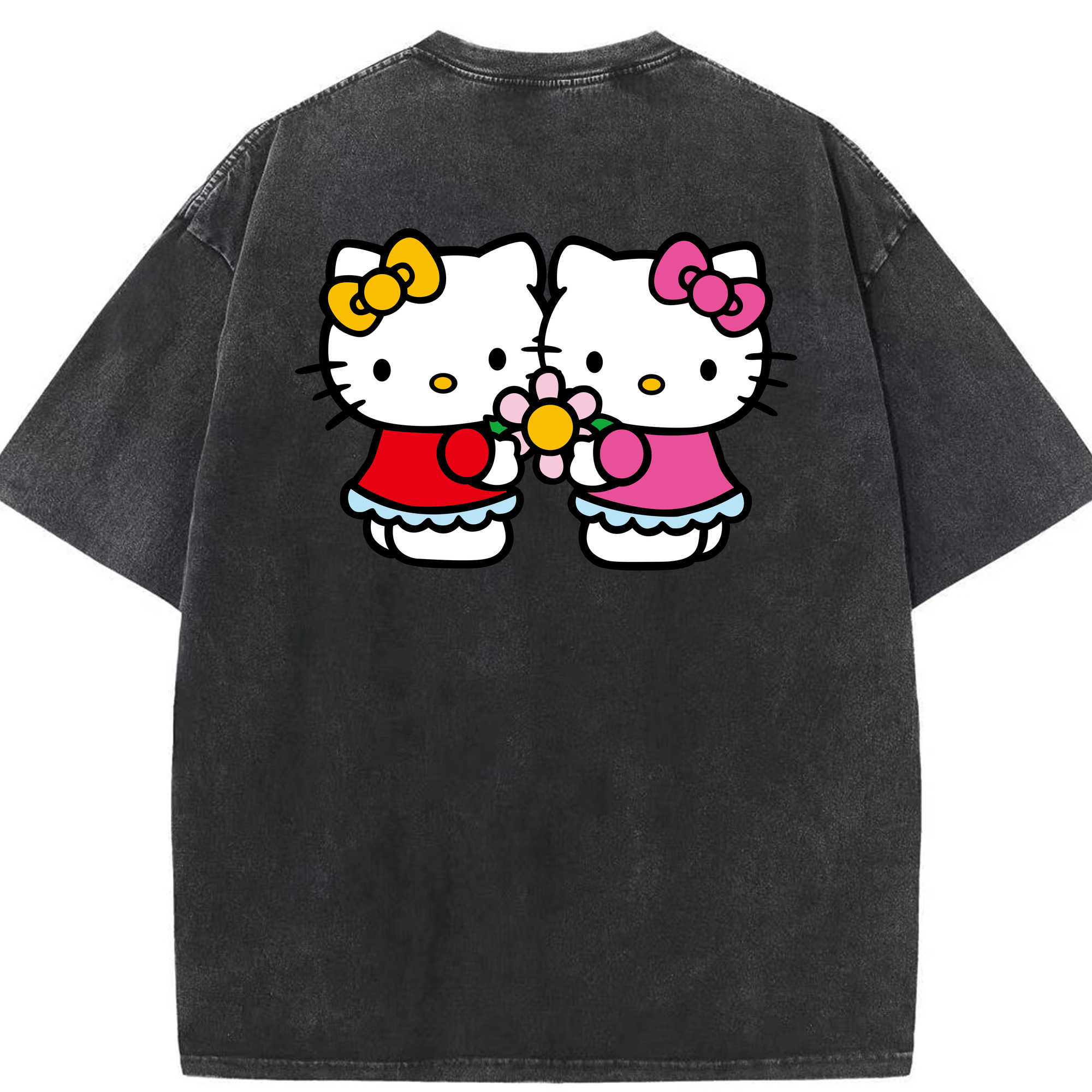 （画像用） Hello Kitty ハローキティ 綿100% ヴィンテージ風 半袖Tシャツ（背面プリント）