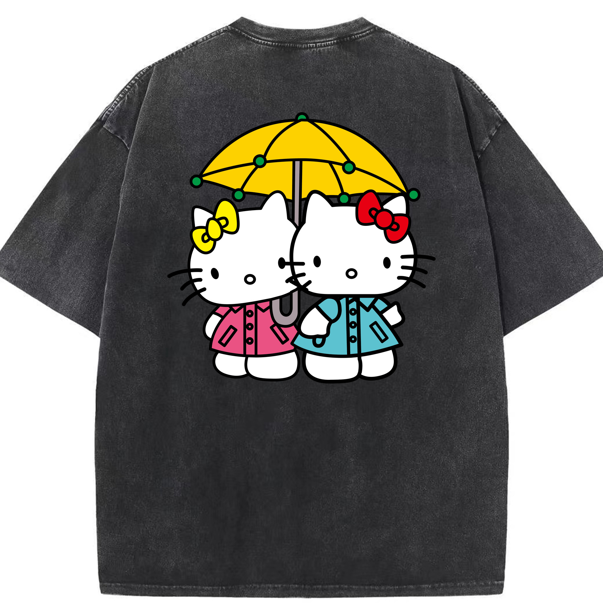 （画像用） Hello Kitty ハローキティ 綿100% ヴィンテージ風 半袖Tシャツ（背面プリント）