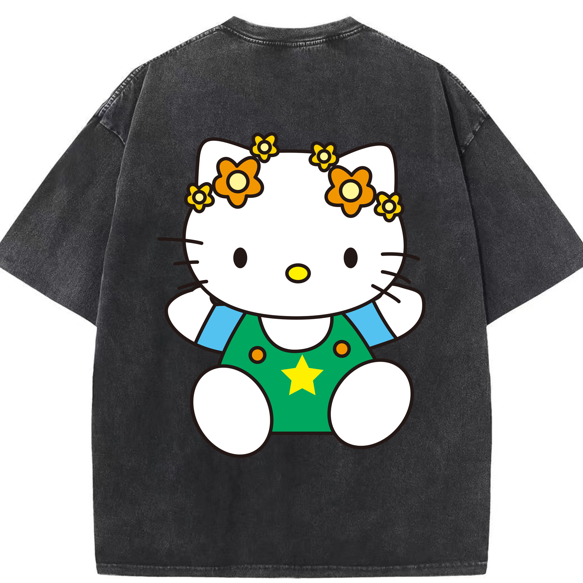 （画像用） Hello Kitty ハローキティ 綿100% ヴィンテージ風 半袖Tシャツ（背面プリント）