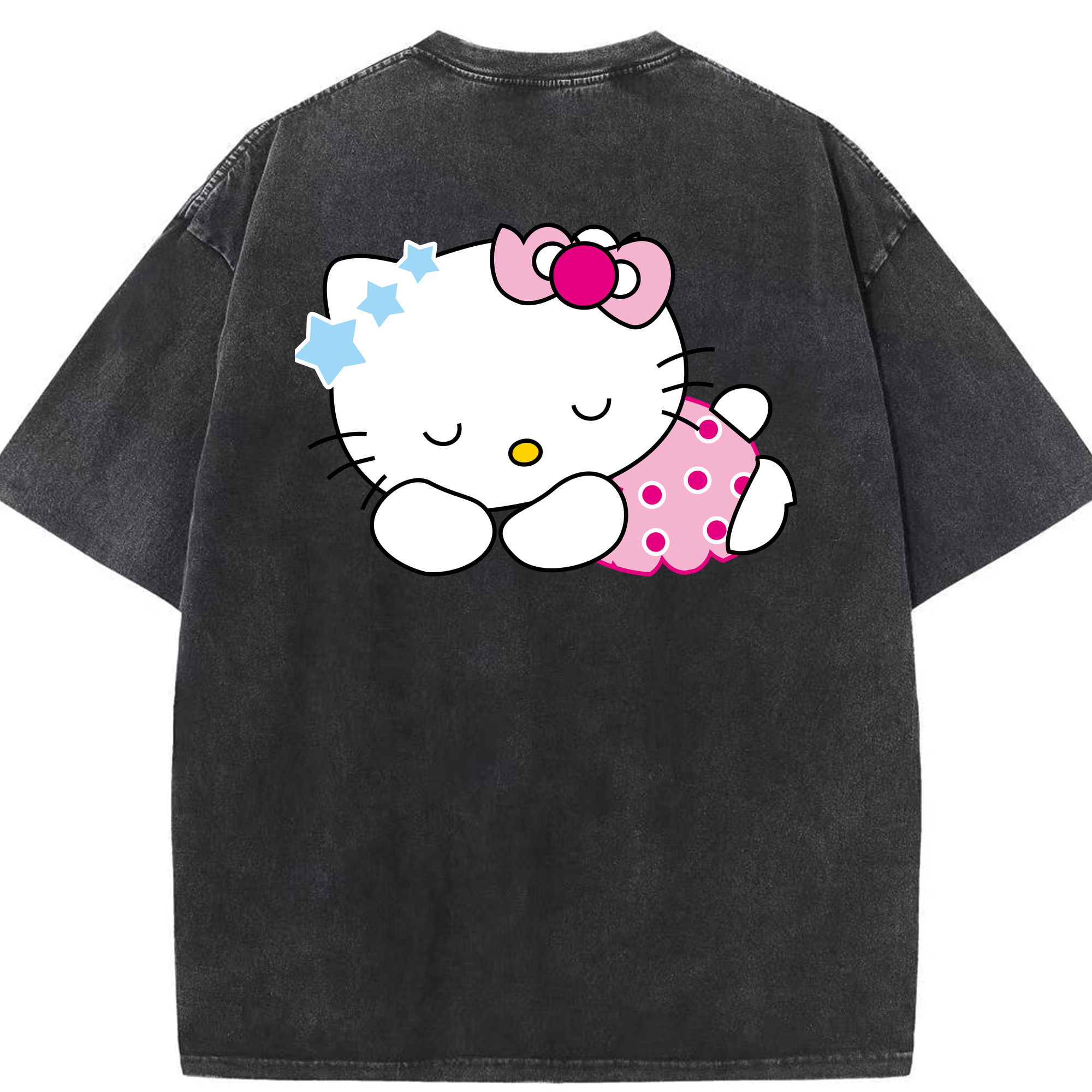 （画像用） Hello Kitty ハローキティ 綿100% ヴィンテージ風 半袖Tシャツ（背面プリント）