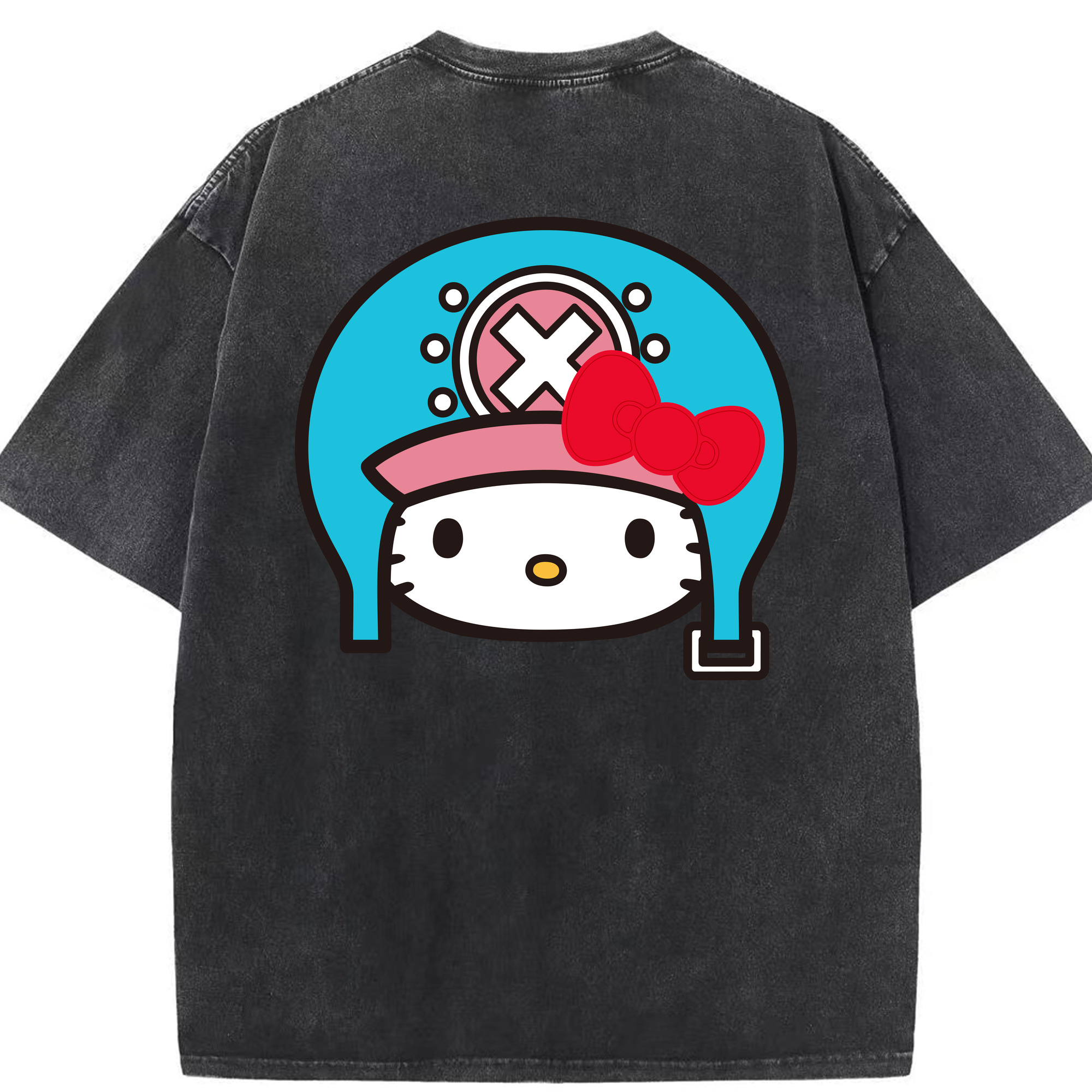 （画像用） Hello Kitty ハローキティ 綿100% ヴィンテージ風 半袖Tシャツ（背面プリント）
