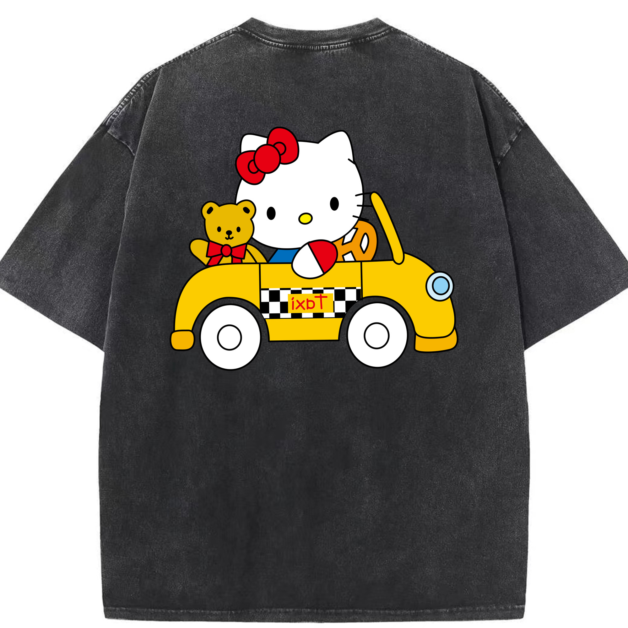 （画像用） Hello Kitty ハローキティ 綿100% ヴィンテージ風 半袖Tシャツ（背面プリント）