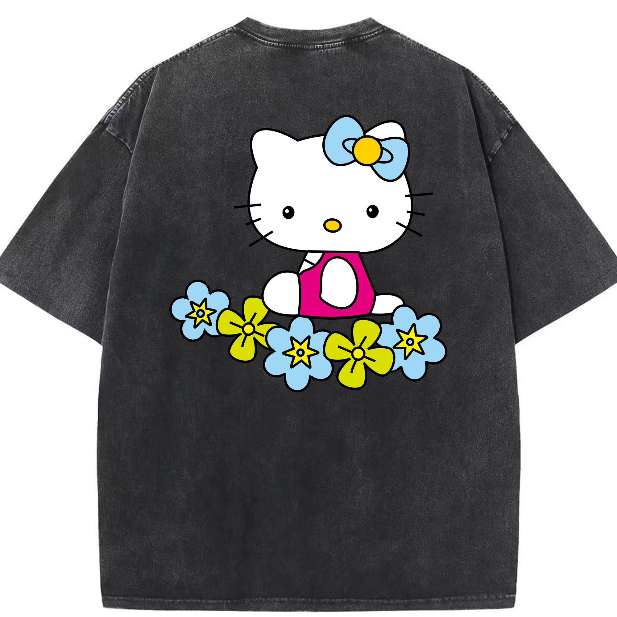 （画像用） Hello Kitty ハローキティ 綿100% ヴィンテージ風 半袖Tシャツ（背面プリント）
