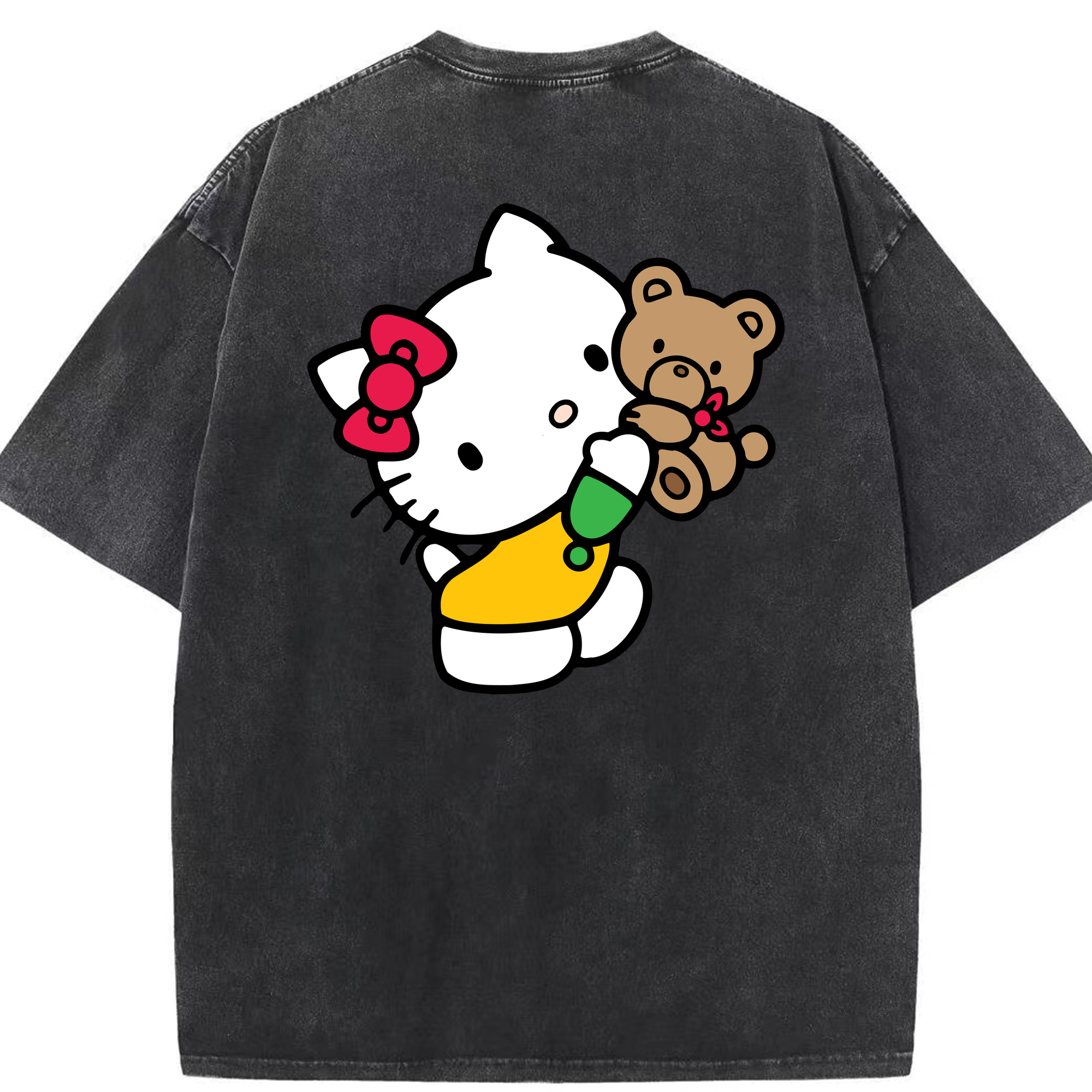 （画像用） Hello Kitty ハローキティ 綿100% ヴィンテージ風 半袖Tシャツ（背面プリント）