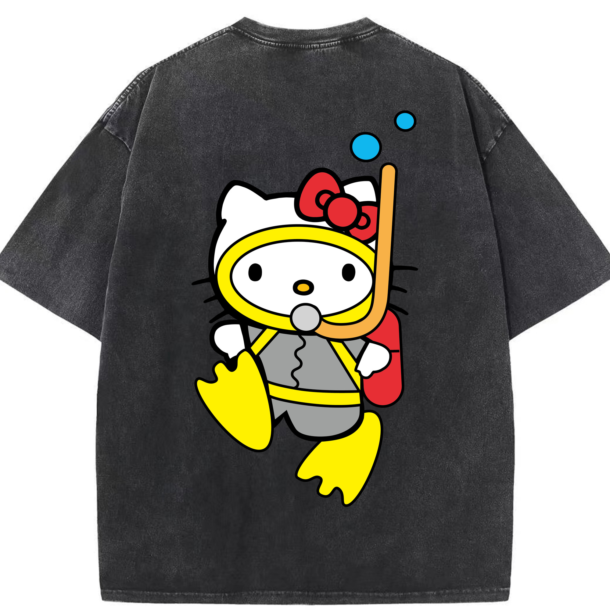 （画像用） Hello Kitty ハローキティ 綿100% ヴィンテージ風 半袖Tシャツ（背面プリント）