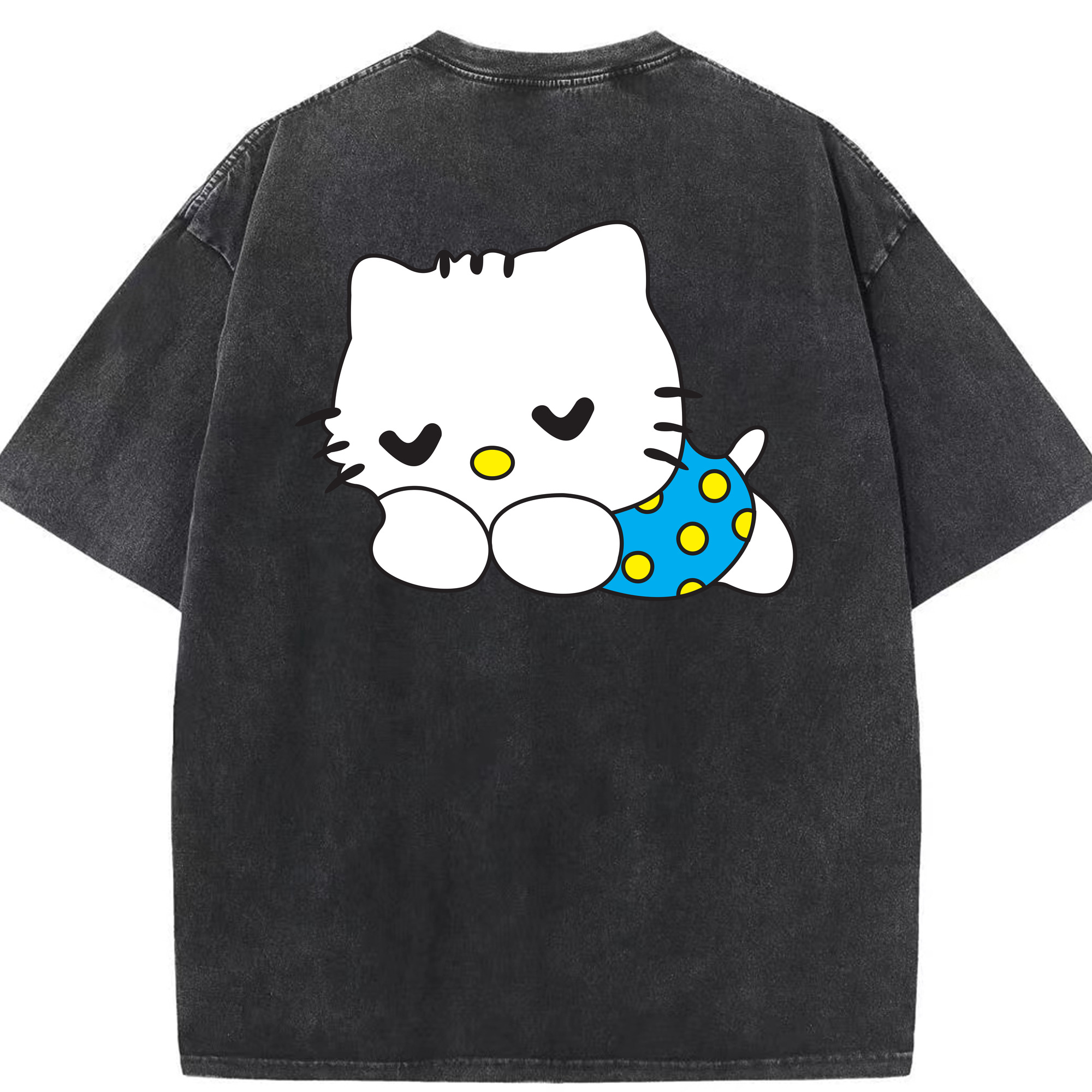 （画像用） Hello Kitty ハローキティ 綿100% ヴィンテージ風 半袖Tシャツ（背面プリント）