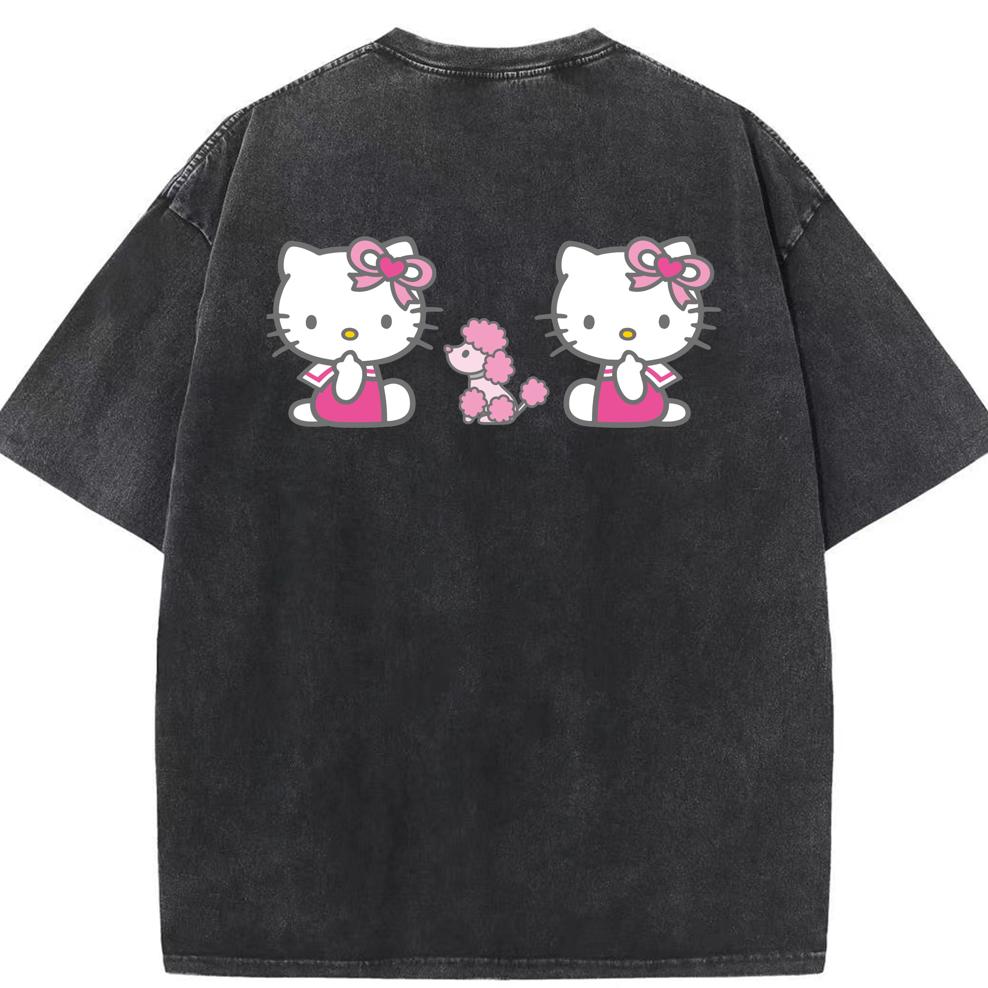 （画像用） Hello Kitty ハローキティ 綿100% ヴィンテージ風 半袖Tシャツ（背面プリント）
