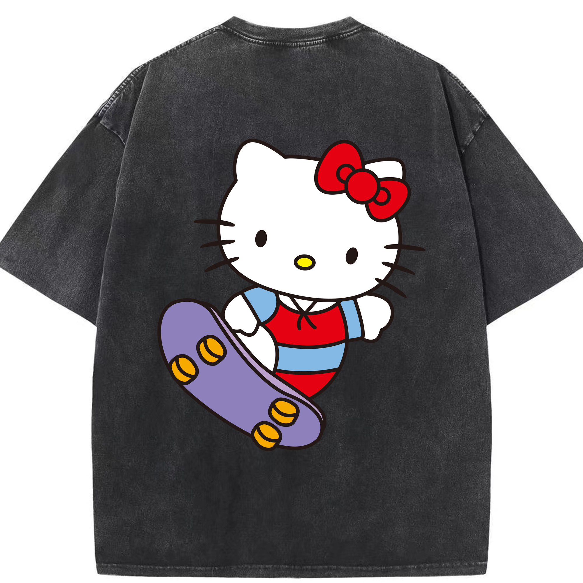 （画像用） Hello Kitty ハローキティ 綿100% ヴィンテージ風 半袖Tシャツ（背面プリント）