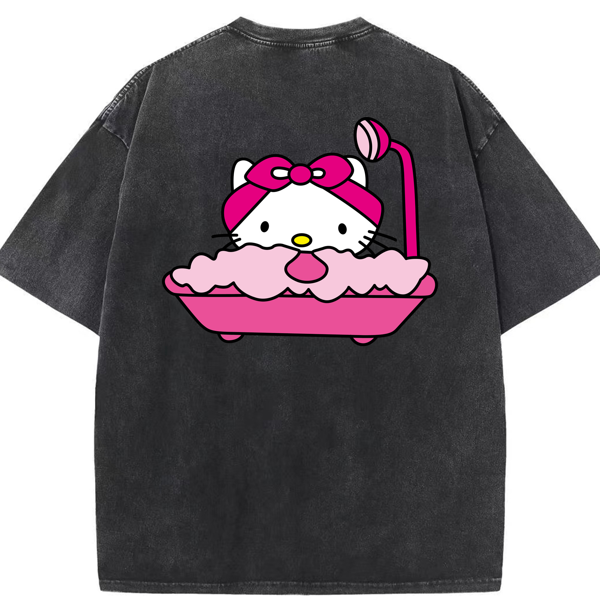（画像用） Hello Kitty ハローキティ 綿100% ヴィンテージ風 半袖Tシャツ（背面プリント）