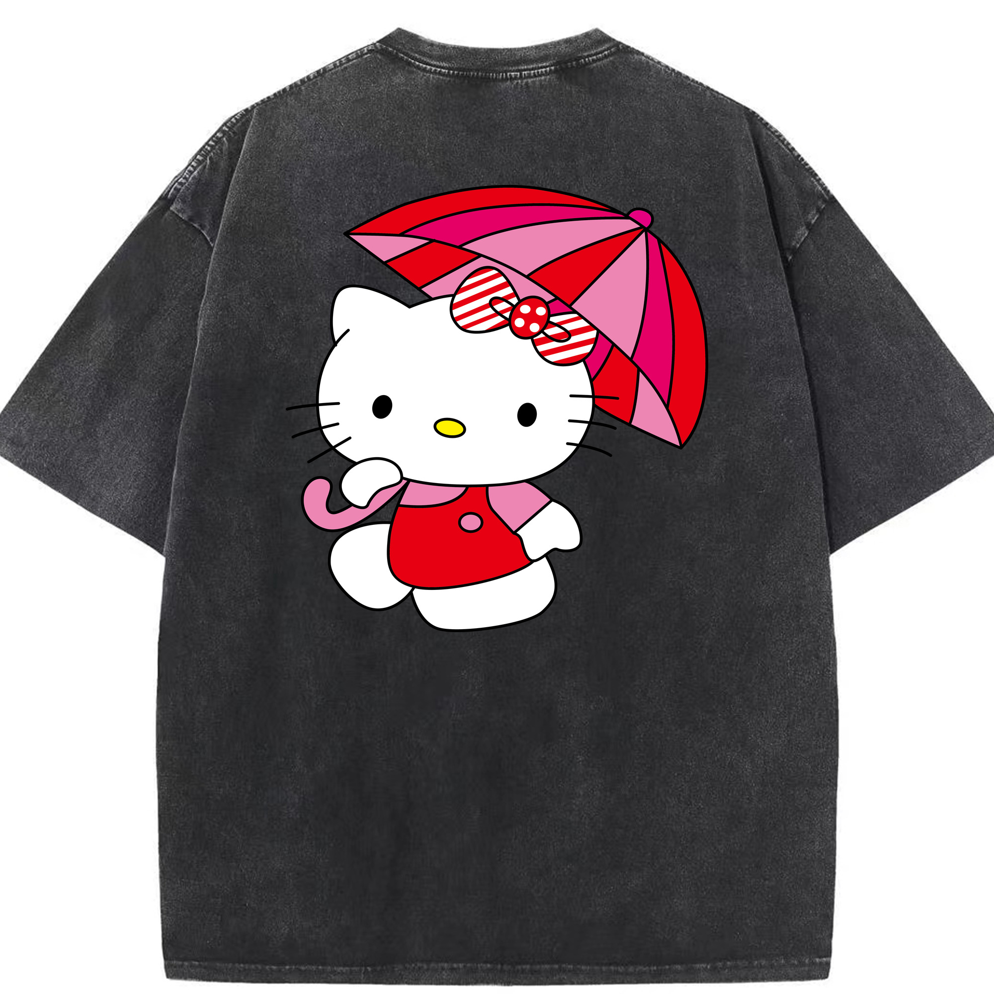 （画像用） Hello Kitty ハローキティ 綿100% ヴィンテージ風 半袖Tシャツ（背面プリント）