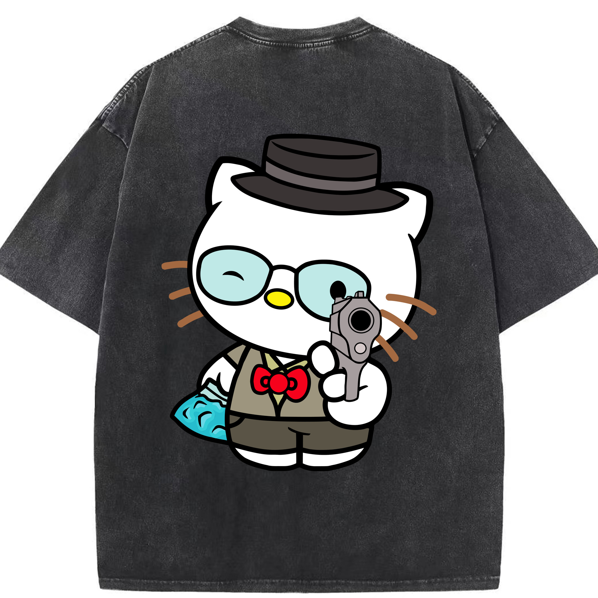 （画像用） Hello Kitty ハローキティ 綿100% ヴィンテージ風 半袖Tシャツ（背面プリント）