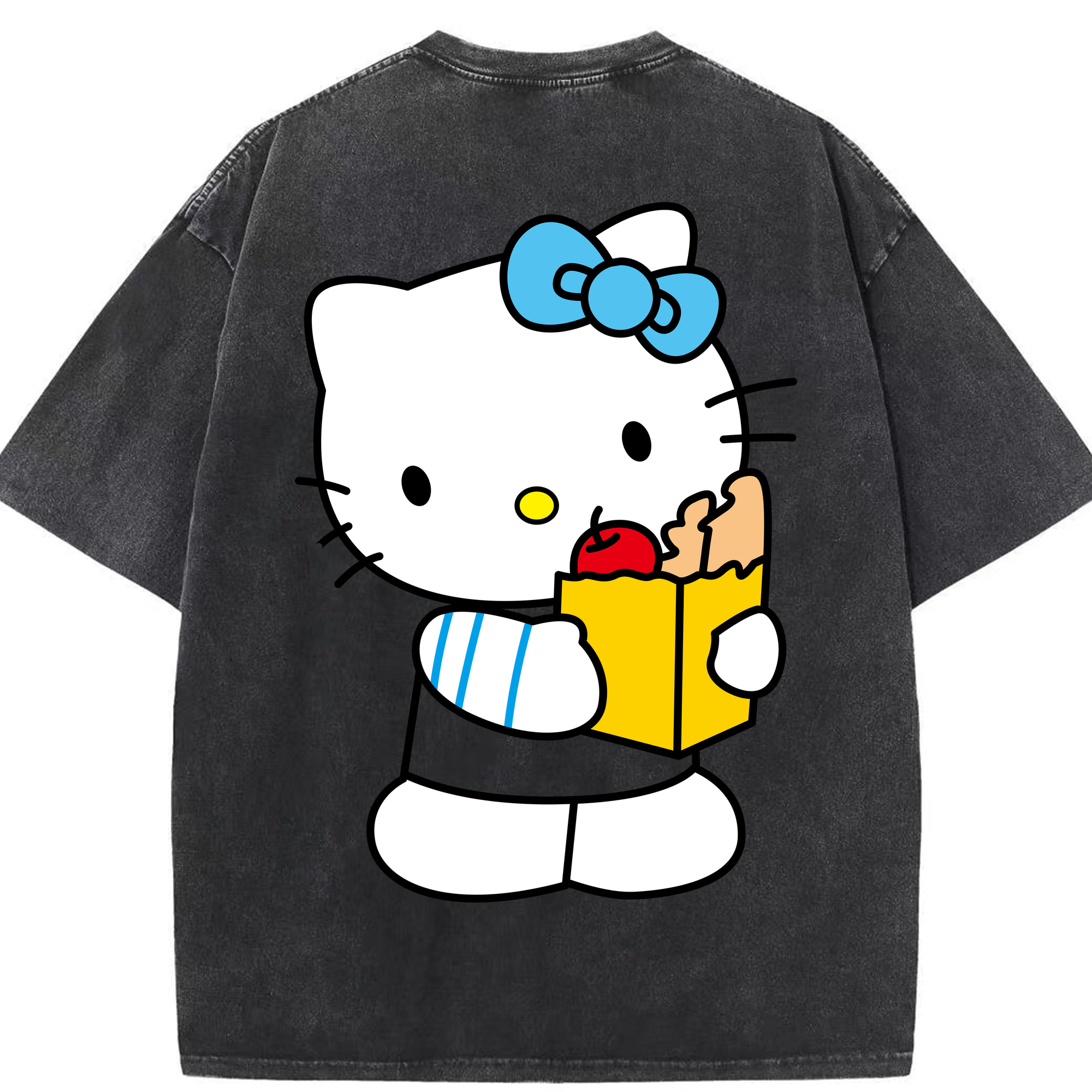 （画像用） Hello Kitty ハローキティ 綿100% ヴィンテージ風 半袖Tシャツ（背面プリント）