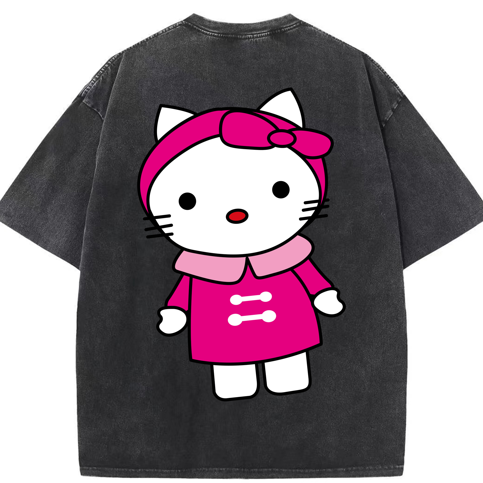 （画像用） Hello Kitty ハローキティ 綿100% ヴィンテージ風 半袖Tシャツ（背面プリント）