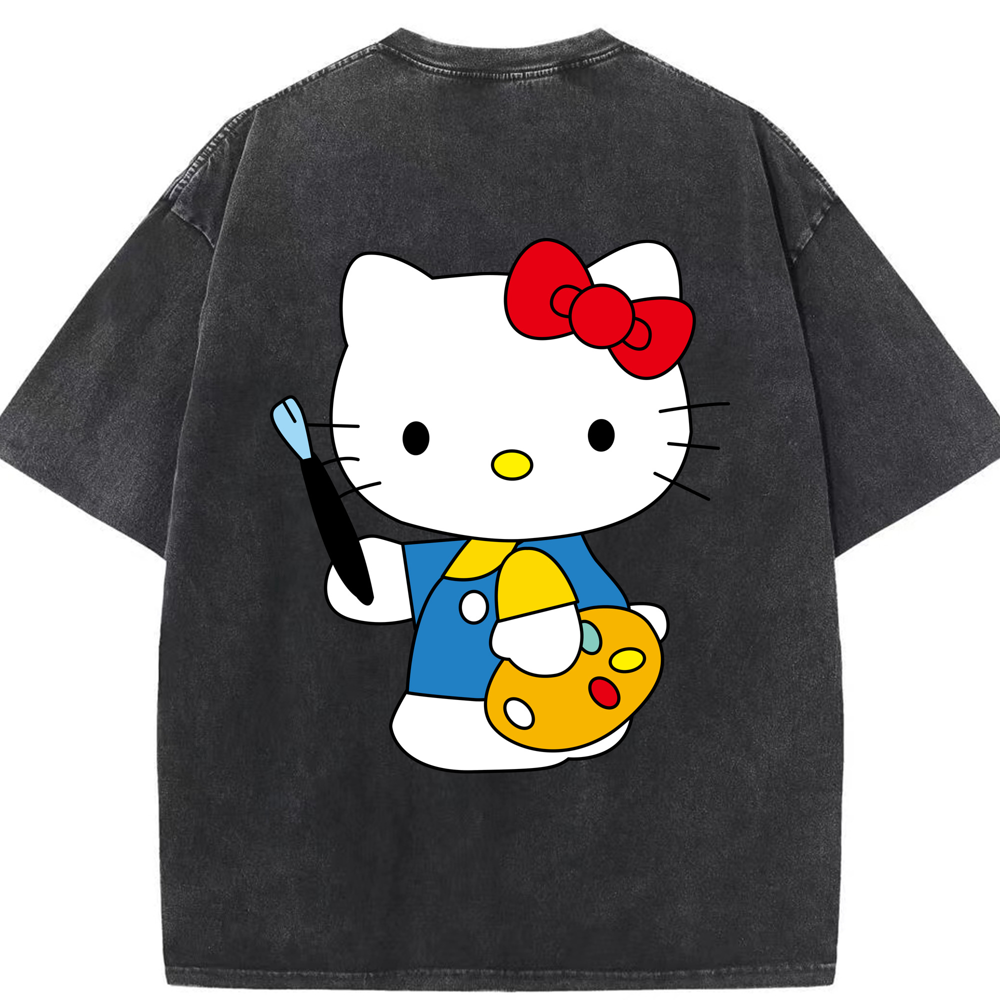 （画像用） Hello Kitty ハローキティ 綿100% ヴィンテージ風 半袖Tシャツ（背面プリント）