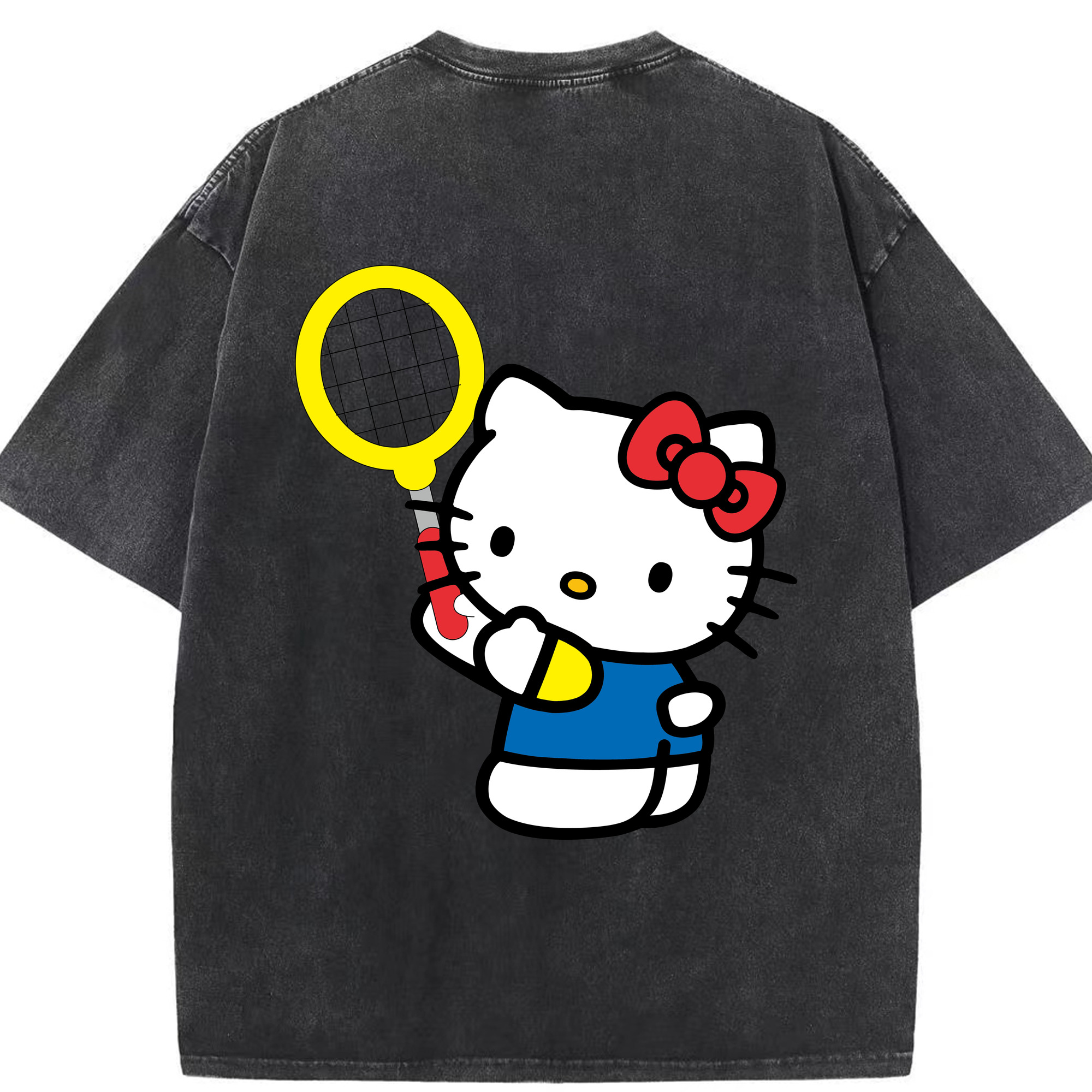 （画像用） Hello Kitty ハローキティ 綿100% ヴィンテージ風 半袖Tシャツ（背面プリント）