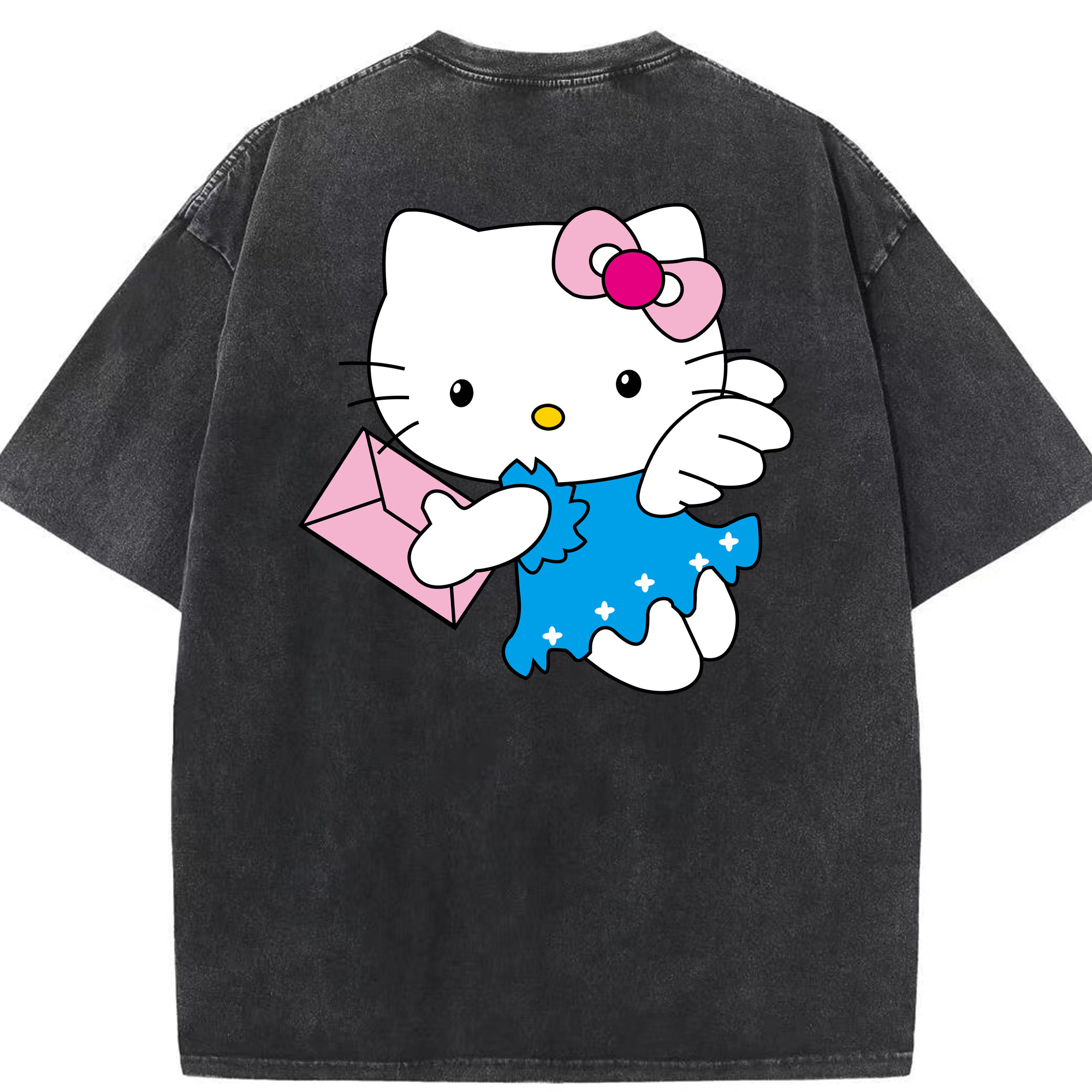（画像用） Hello Kitty ハローキティ 綿100% ヴィンテージ風 半袖Tシャツ（背面プリント）