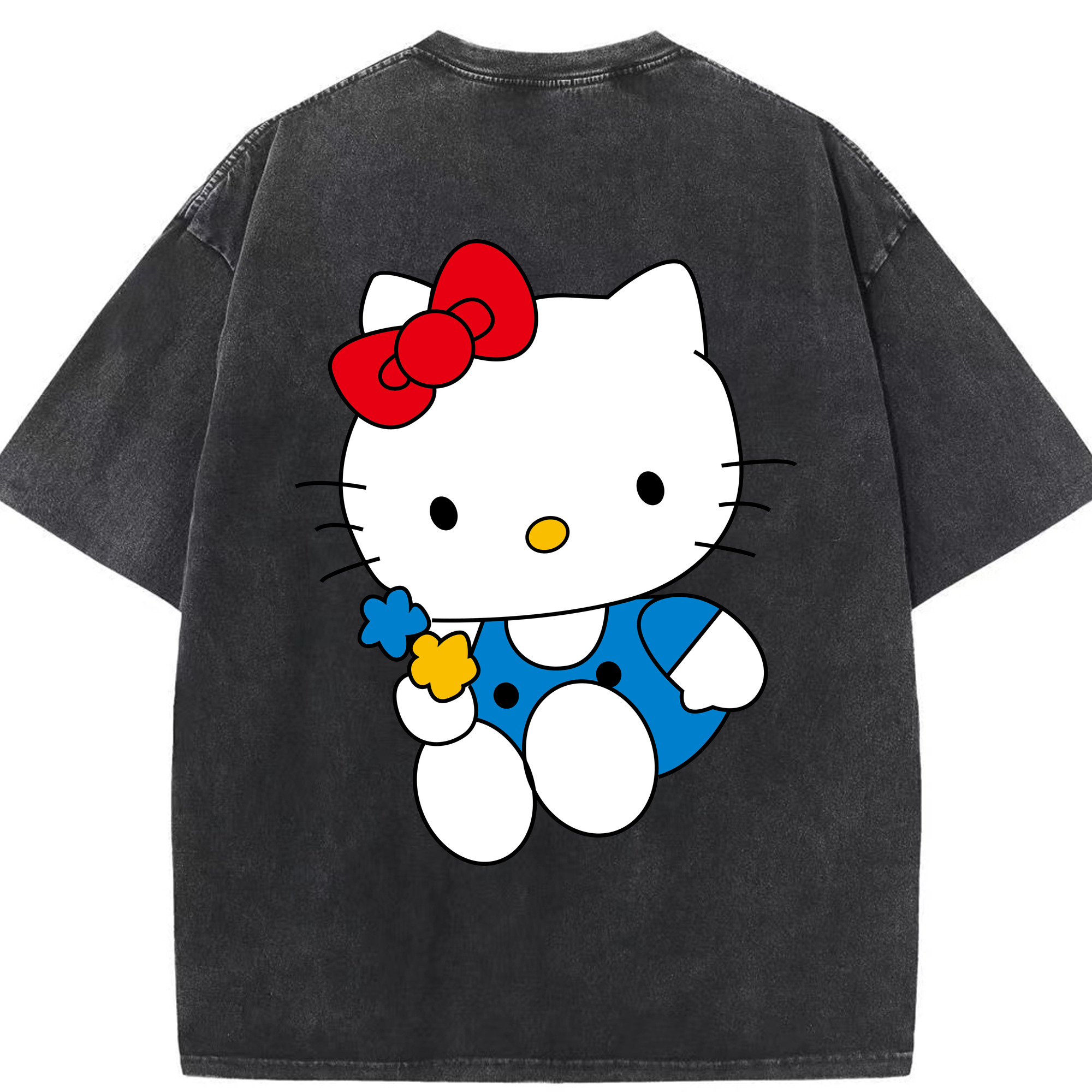 （画像用） Hello Kitty ハローキティ 綿100% ヴィンテージ風 半袖Tシャツ（背面プリント）