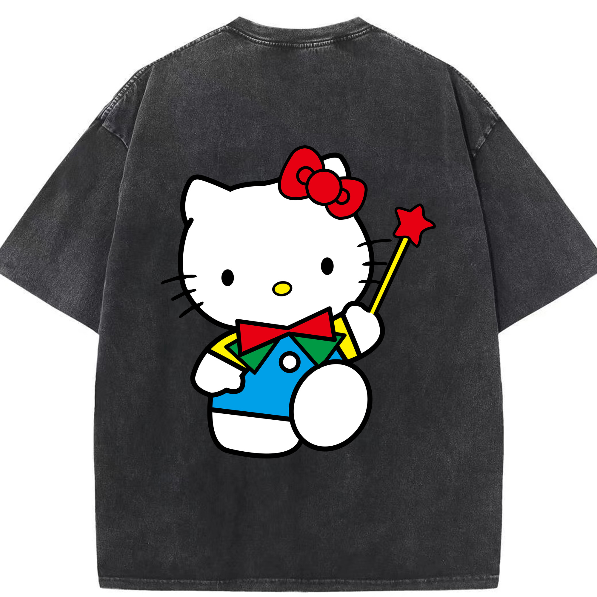 （画像用） Hello Kitty ハローキティ 綿100% ヴィンテージ風 半袖Tシャツ（背面プリント）