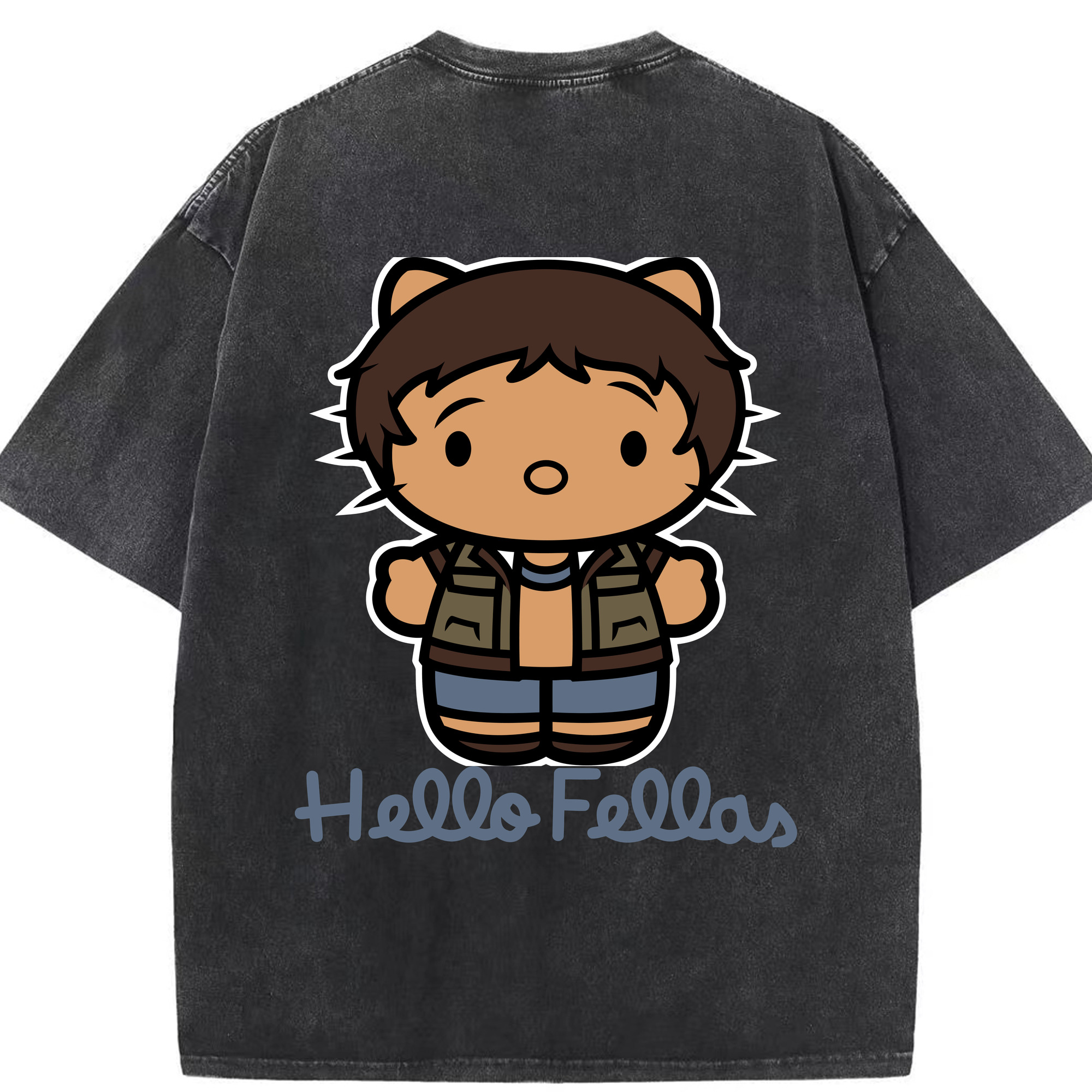 （画像用） Hello Kitty ハローキティ 綿100% ヴィンテージ風 半袖Tシャツ（背面プリント）