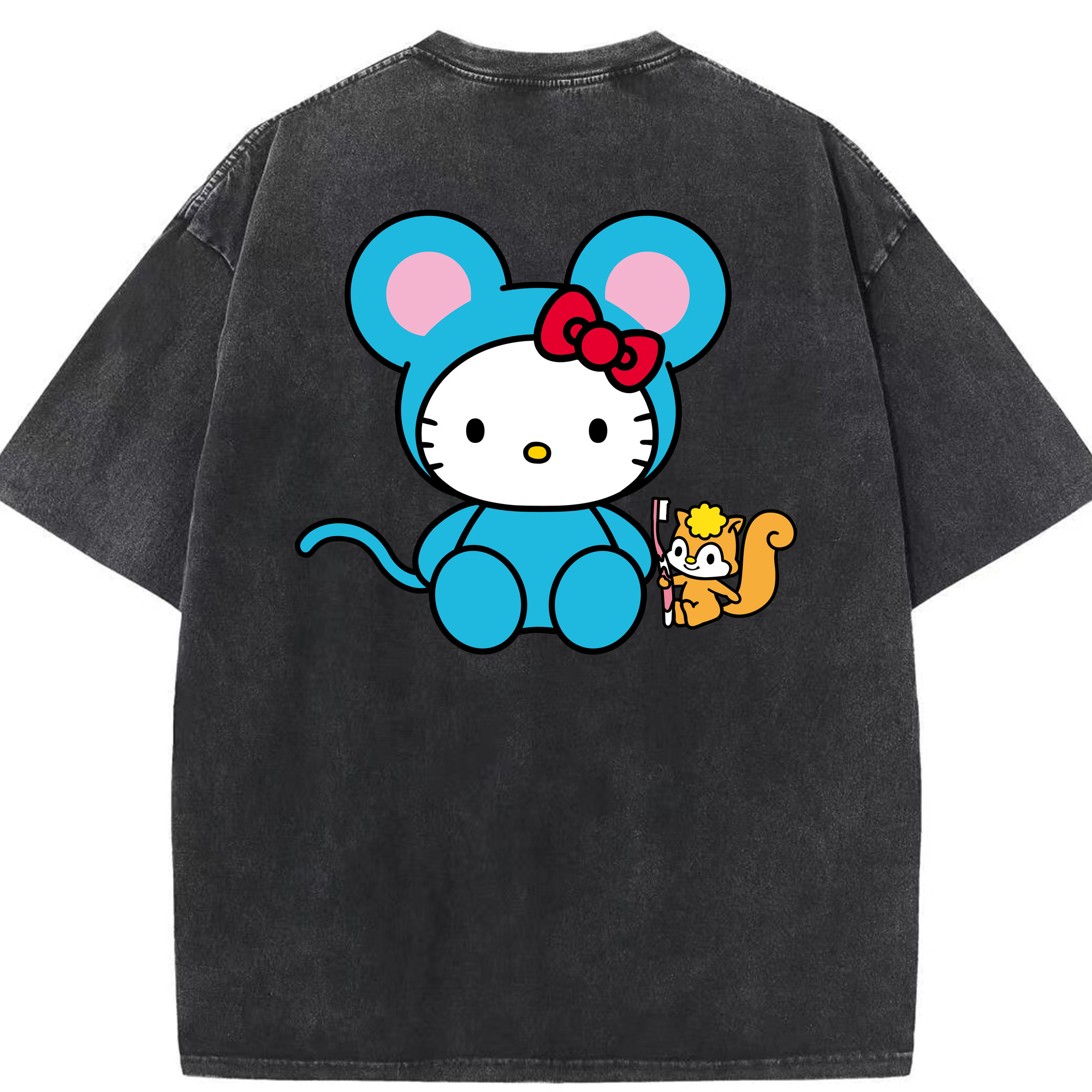 （画像用） Hello Kitty ハローキティ 綿100% ヴィンテージ風 半袖Tシャツ（背面プリント）