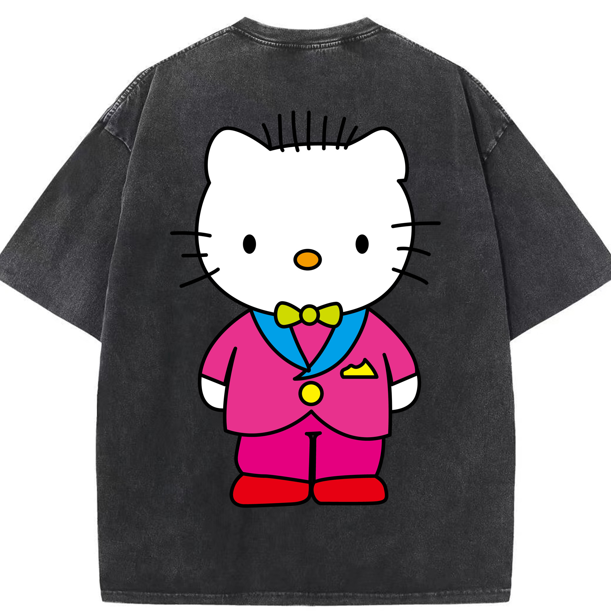 （画像用） Hello Kitty ハローキティ 綿100% ヴィンテージ風 半袖Tシャツ（背面プリント）