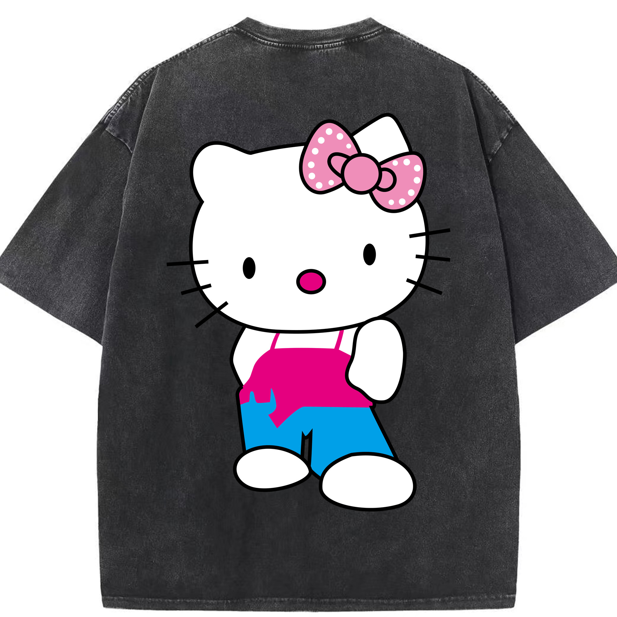 （画像用） Hello Kitty ハローキティ 綿100% ヴィンテージ風 半袖Tシャツ（背面プリント）