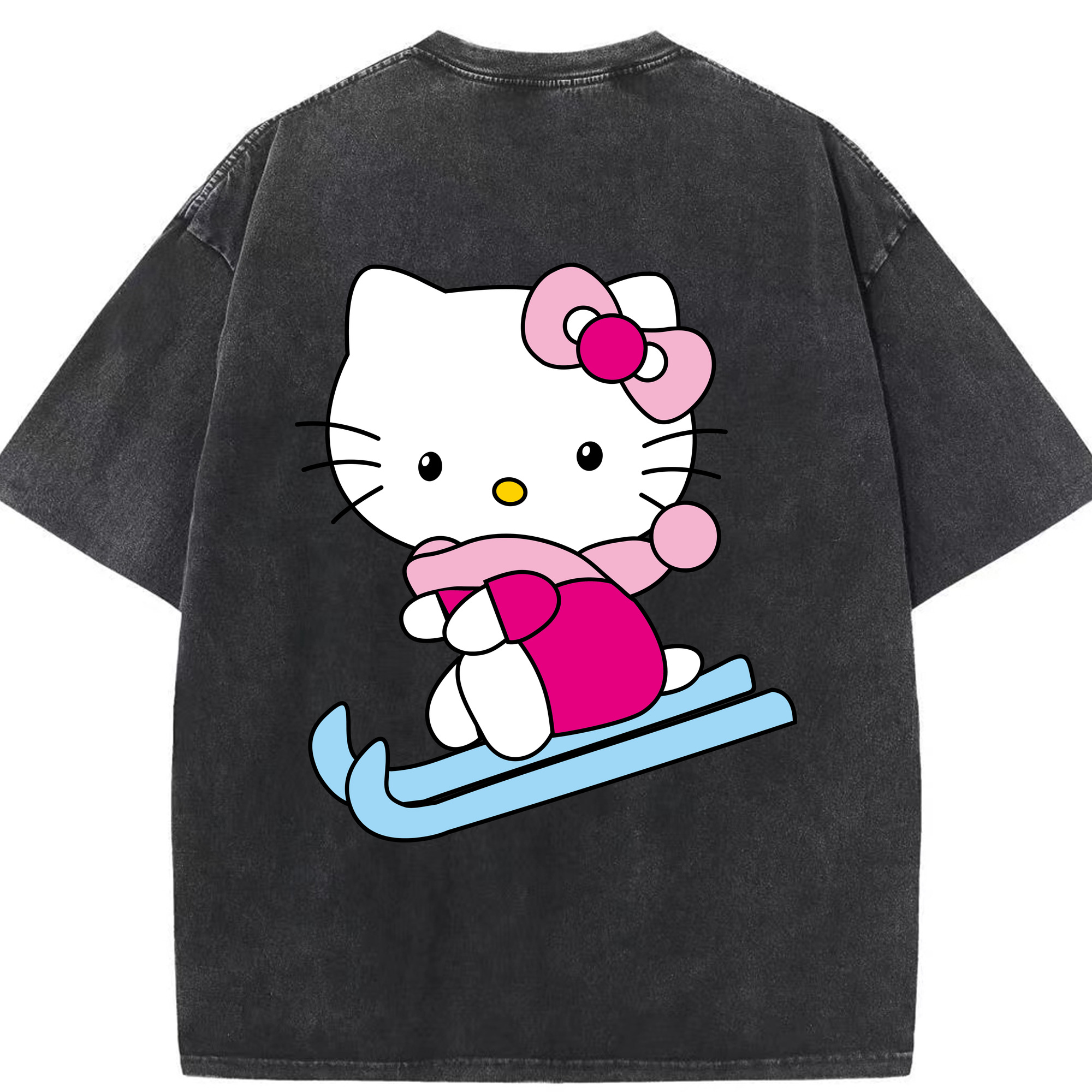 （画像用） Hello Kitty ハローキティ 綿100% ヴィンテージ風 半袖Tシャツ（背面プリント）