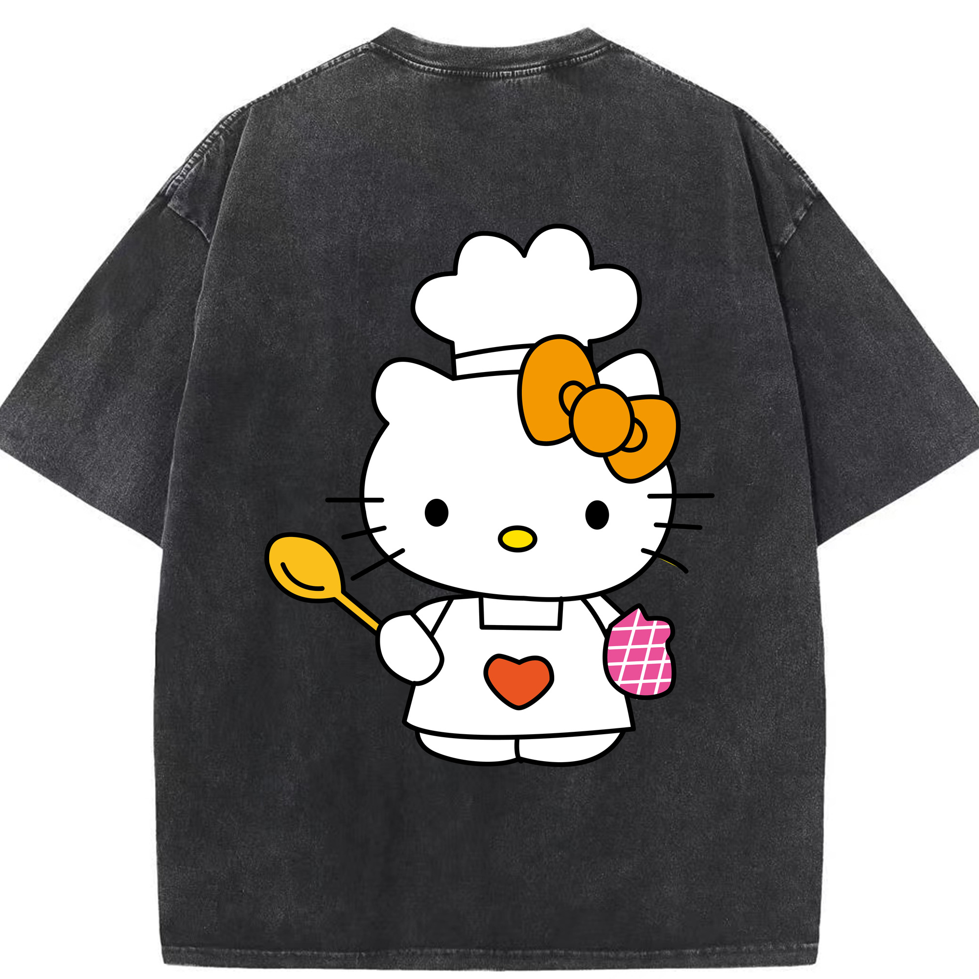 （画像用） Hello Kitty ハローキティ 綿100% ヴィンテージ風 半袖Tシャツ（背面プリント）