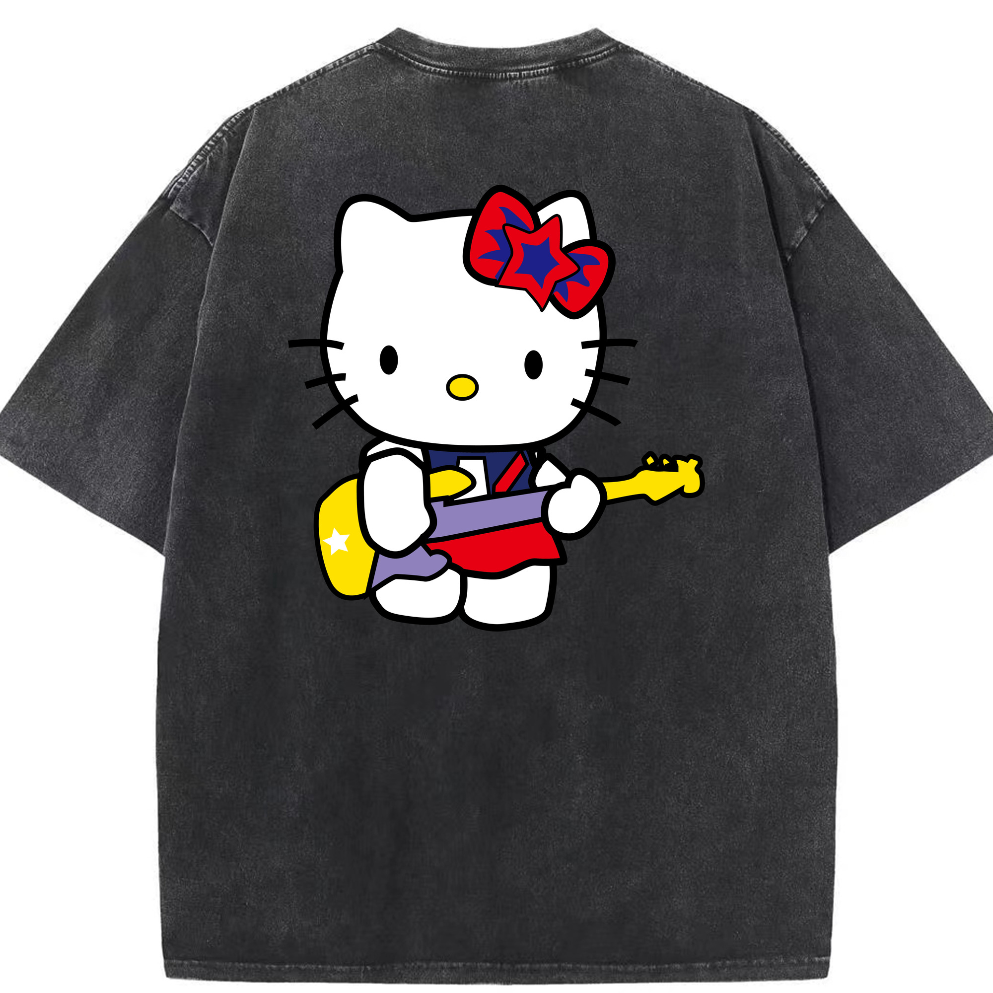 （画像用） Hello Kitty ハローキティ 綿100% ヴィンテージ風 半袖Tシャツ（背面プリント）