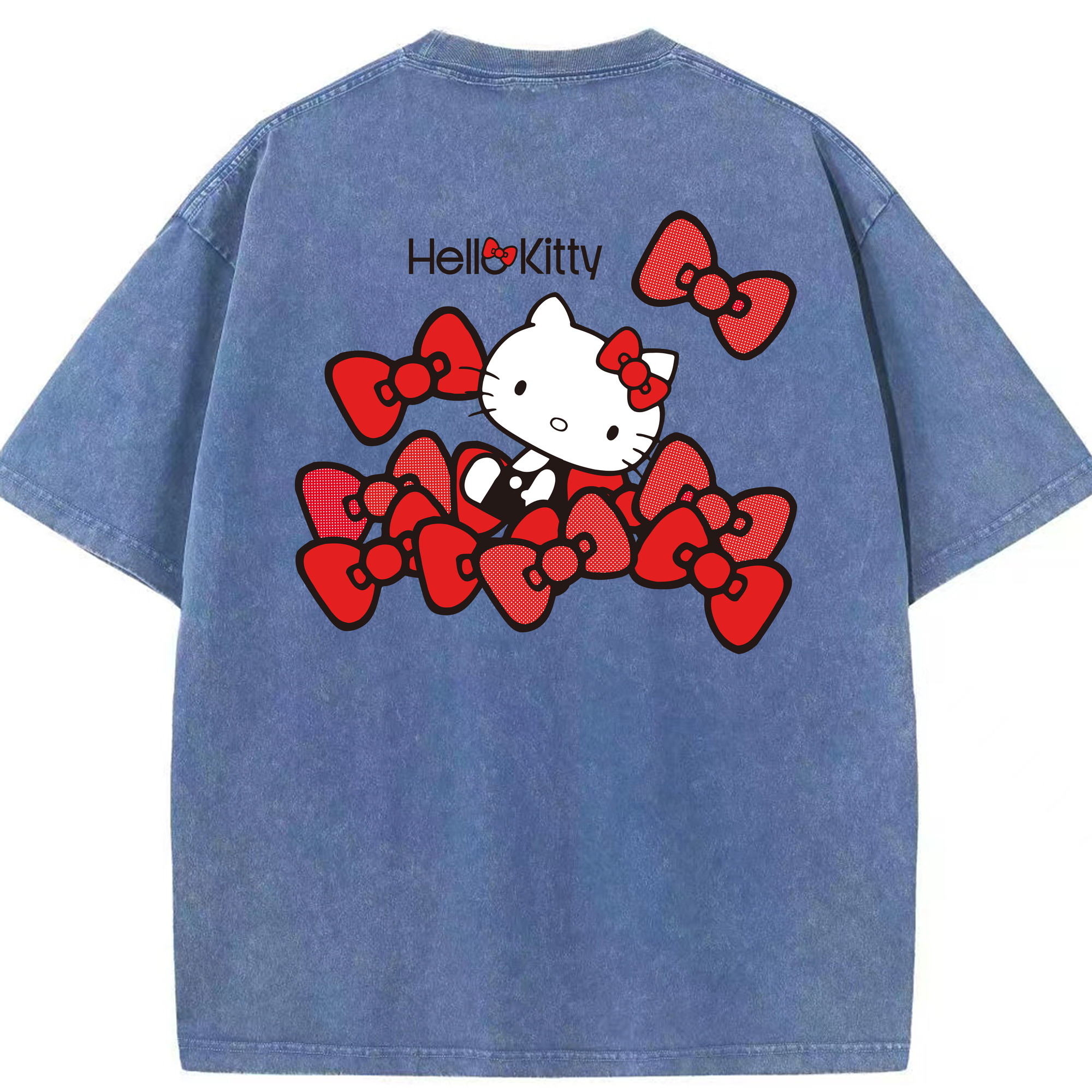 （画像用） Hello Kitty ハローキティ 綿100% ヴィンテージ風 半袖Tシャツ（背面プリント）