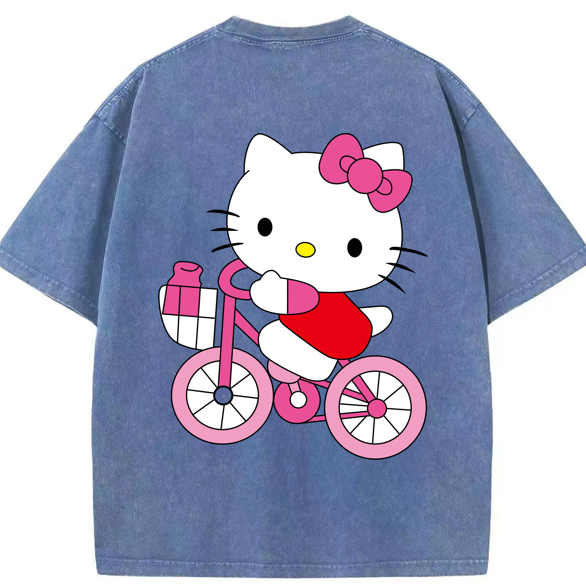 （画像用） Hello Kitty ハローキティ 綿100% ヴィンテージ風 半袖Tシャツ（背面プリント）