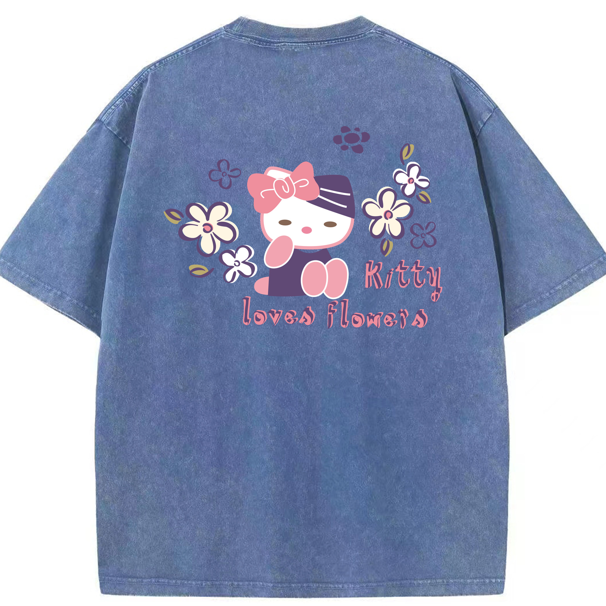 （画像用） Hello Kitty ハローキティ 綿100% ヴィンテージ風 半袖Tシャツ（背面プリント）