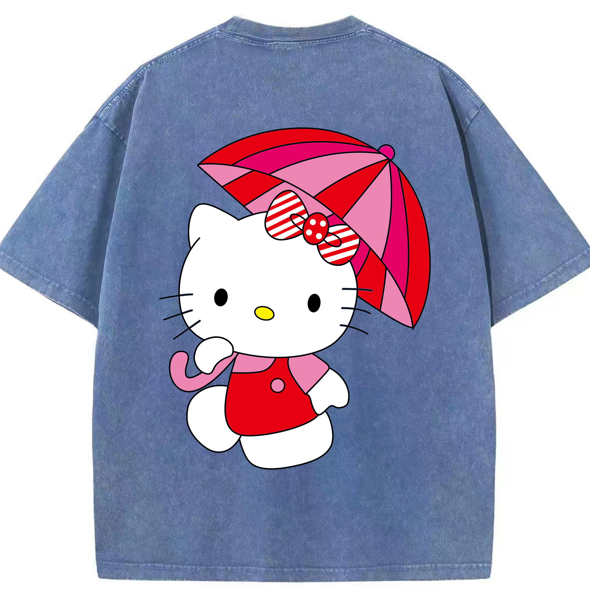（画像用） Hello Kitty ハローキティ 綿100% ヴィンテージ風 半袖Tシャツ（背面プリント）