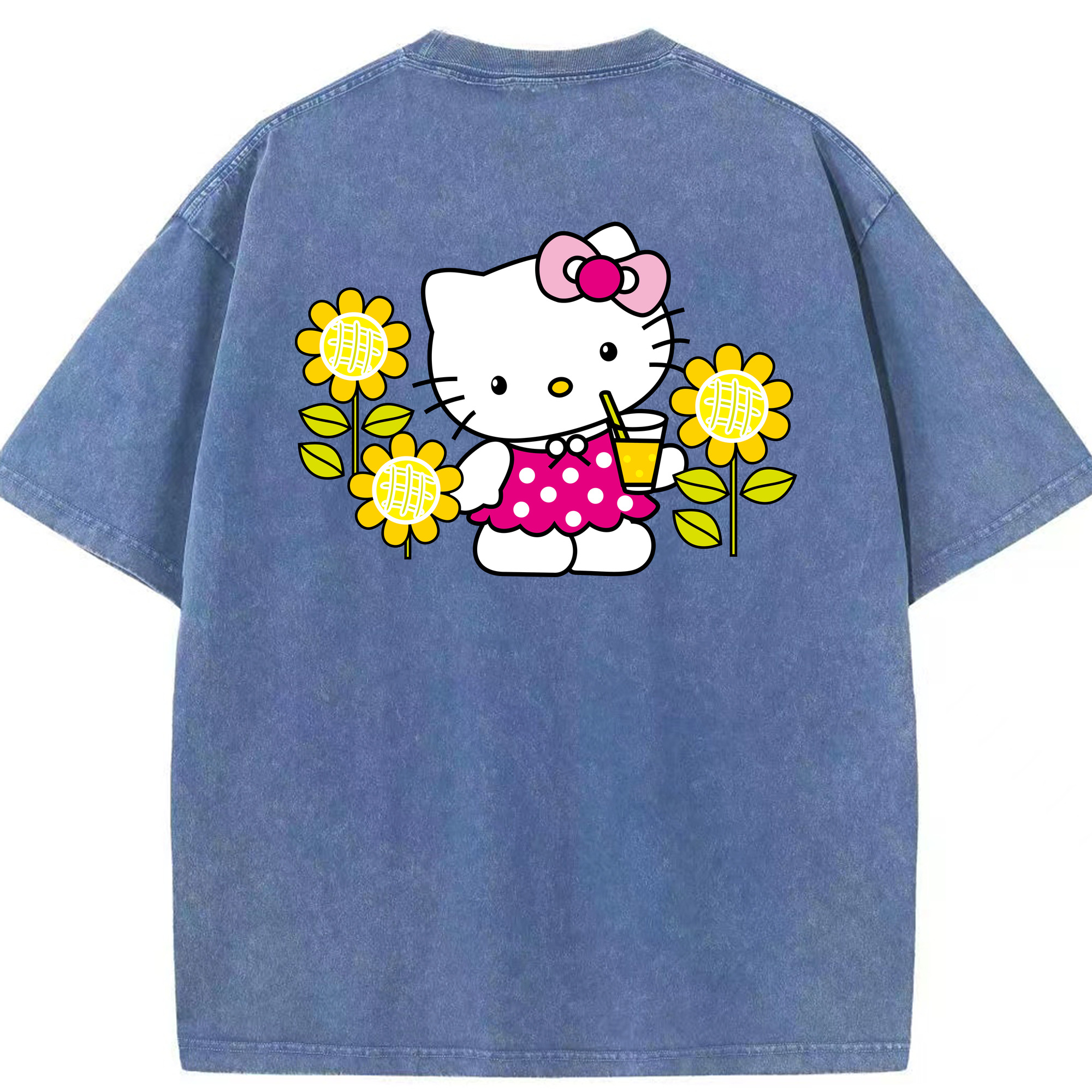 （画像用） Hello Kitty ハローキティ 綿100% ヴィンテージ風 半袖Tシャツ（背面プリント）