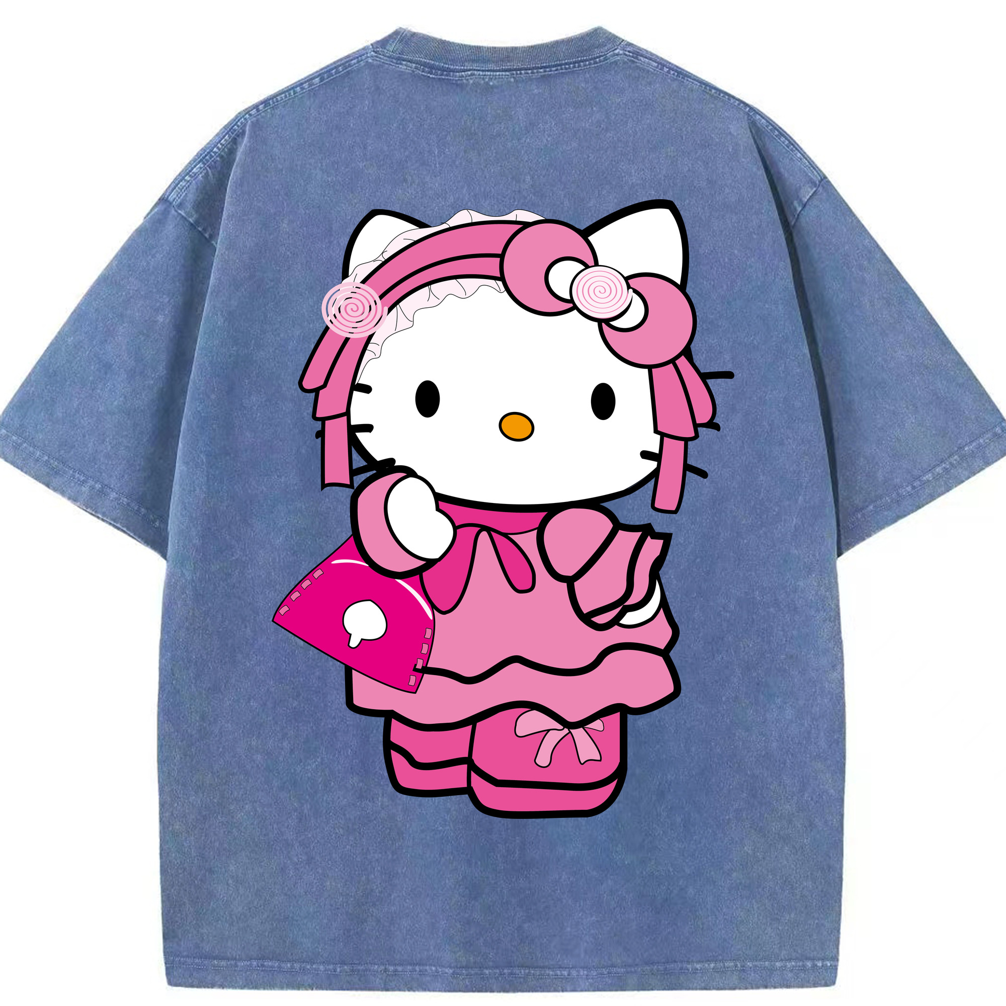 （画像用） Hello Kitty ハローキティ 綿100% ヴィンテージ風 半袖Tシャツ（背面プリント）