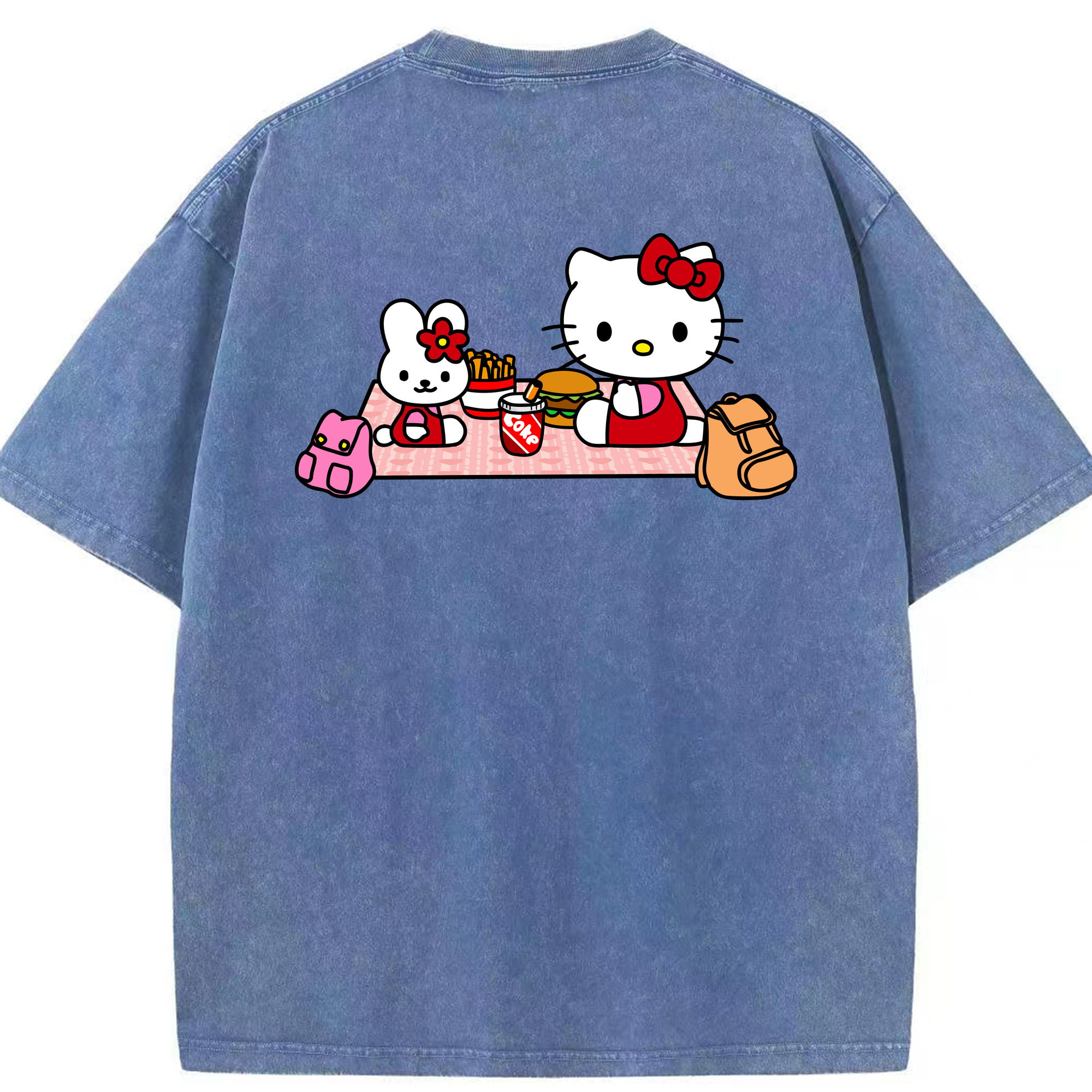 （画像用） Hello Kitty ハローキティ 綿100% ヴィンテージ風 半袖Tシャツ（背面プリント）