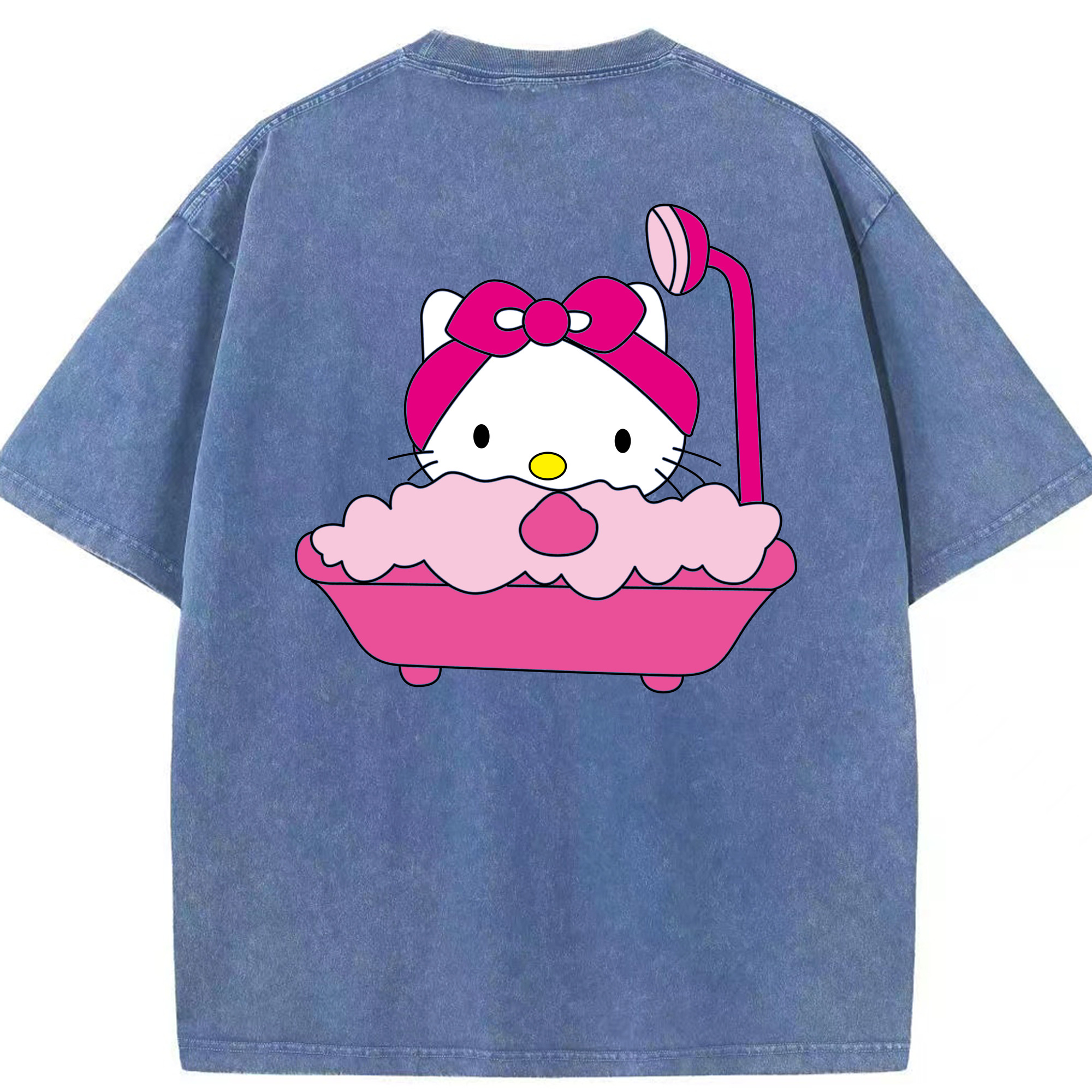 （画像用） Hello Kitty ハローキティ 綿100% ヴィンテージ風 半袖Tシャツ（背面プリント）