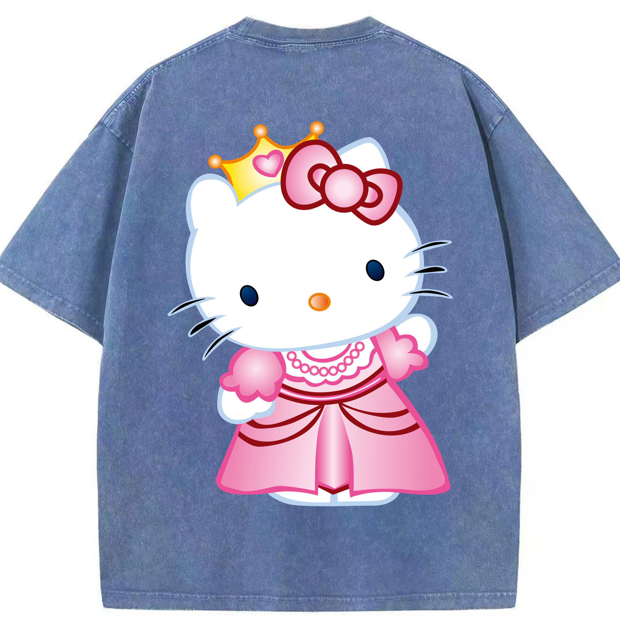 （画像用） Hello Kitty ハローキティ 綿100% ヴィンテージ風 半袖Tシャツ（背面プリント）