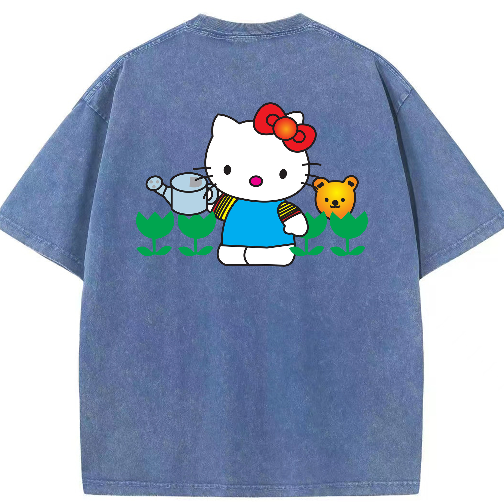 （画像用） Hello Kitty ハローキティ 綿100% ヴィンテージ風 半袖Tシャツ（背面プリント）