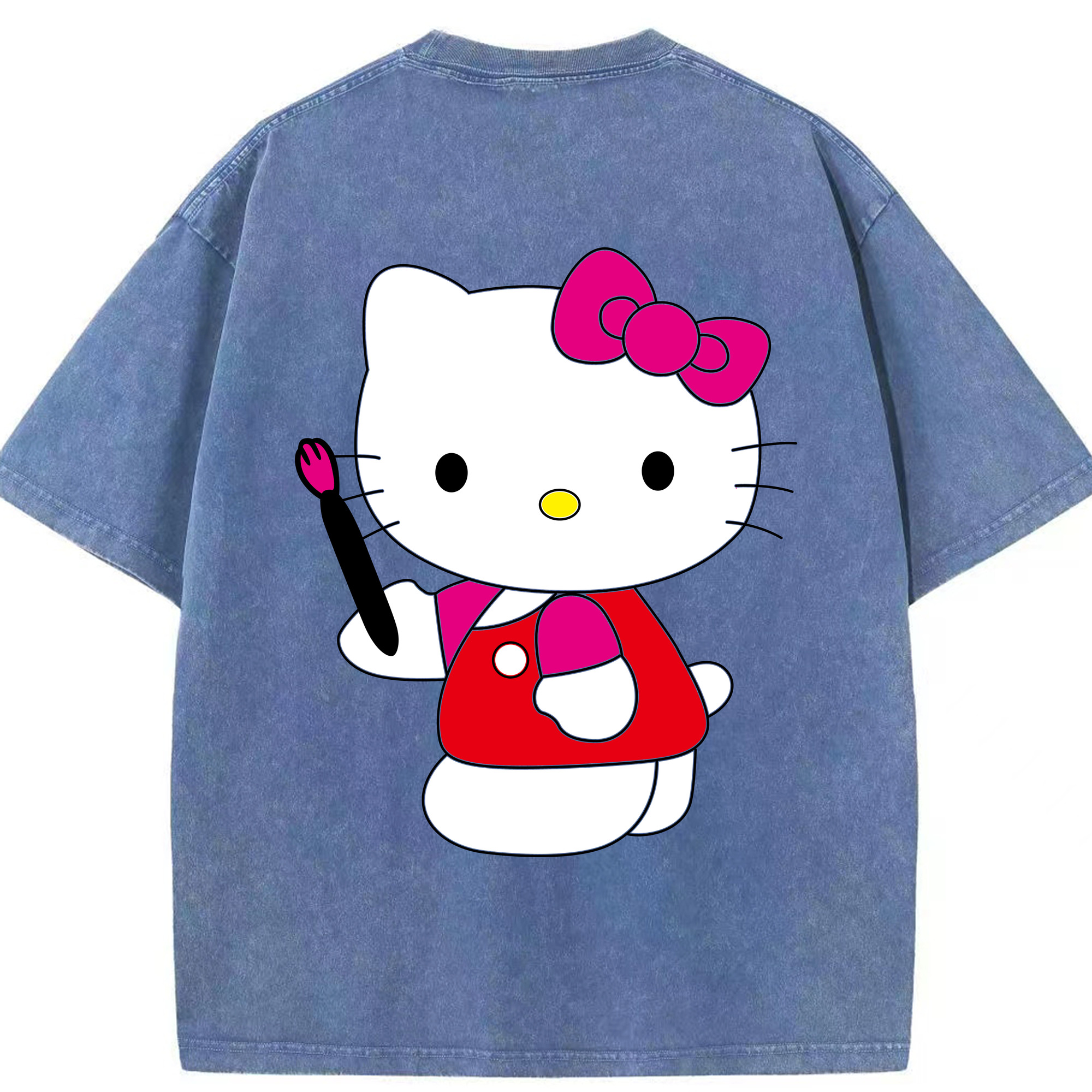 （画像用） Hello Kitty ハローキティ 綿100% ヴィンテージ風 半袖Tシャツ（背面プリント）