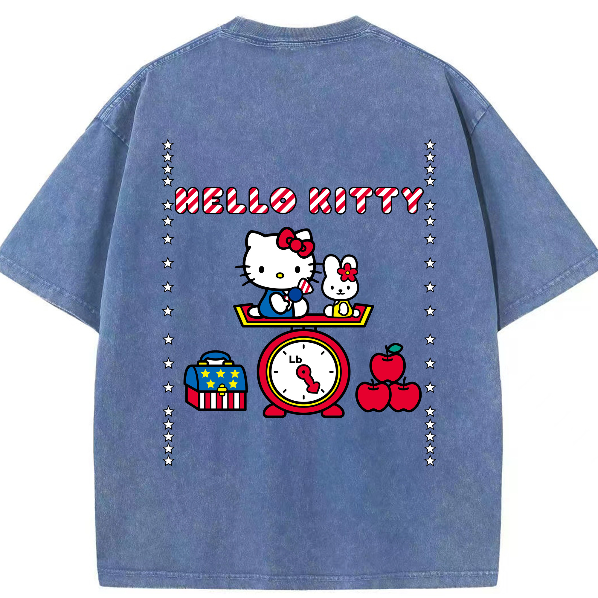 （画像用） Hello Kitty ハローキティ 綿100% ヴィンテージ風 半袖Tシャツ（背面プリント）