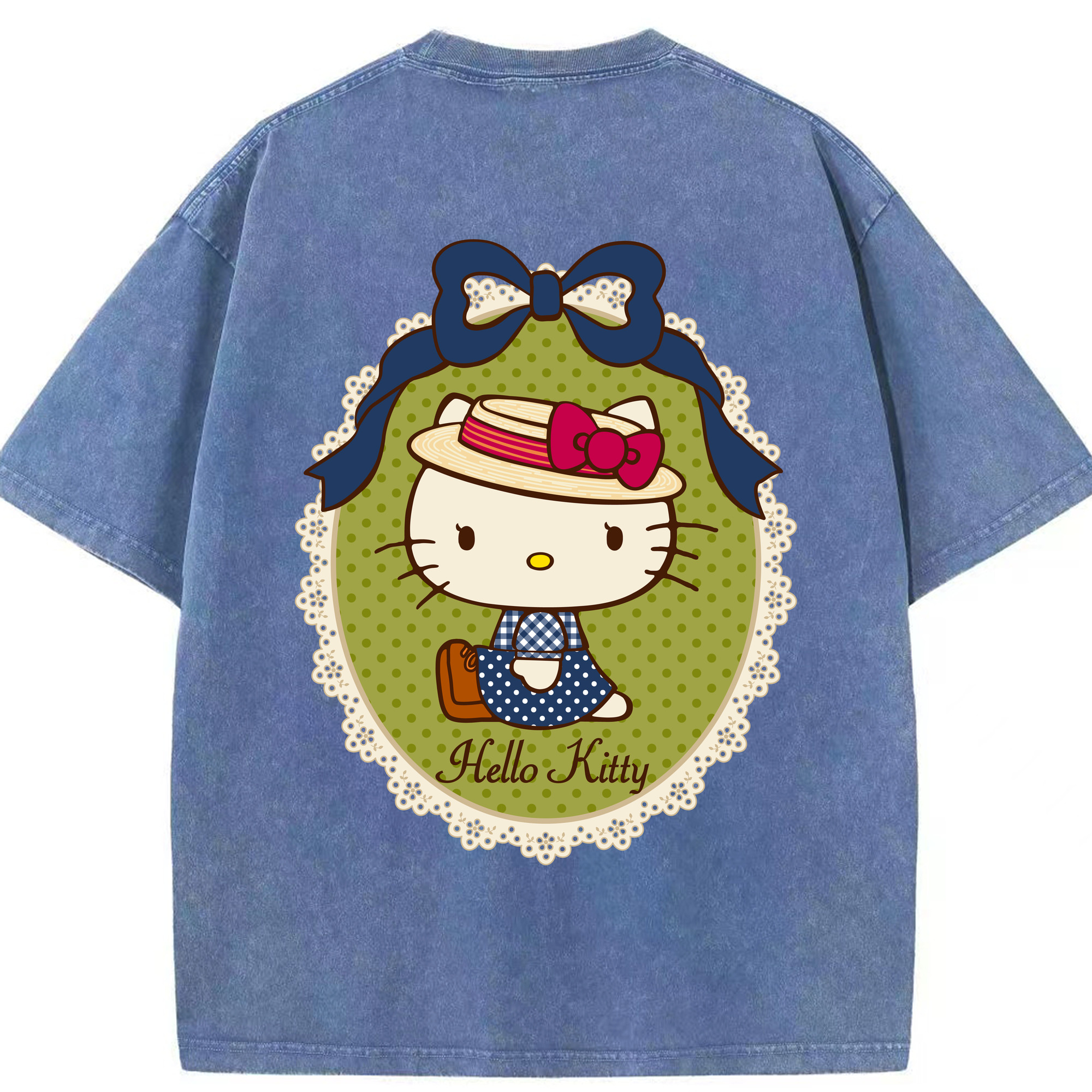 （画像用） Hello Kitty ハローキティ 綿100% ヴィンテージ風 半袖Tシャツ（背面プリント）